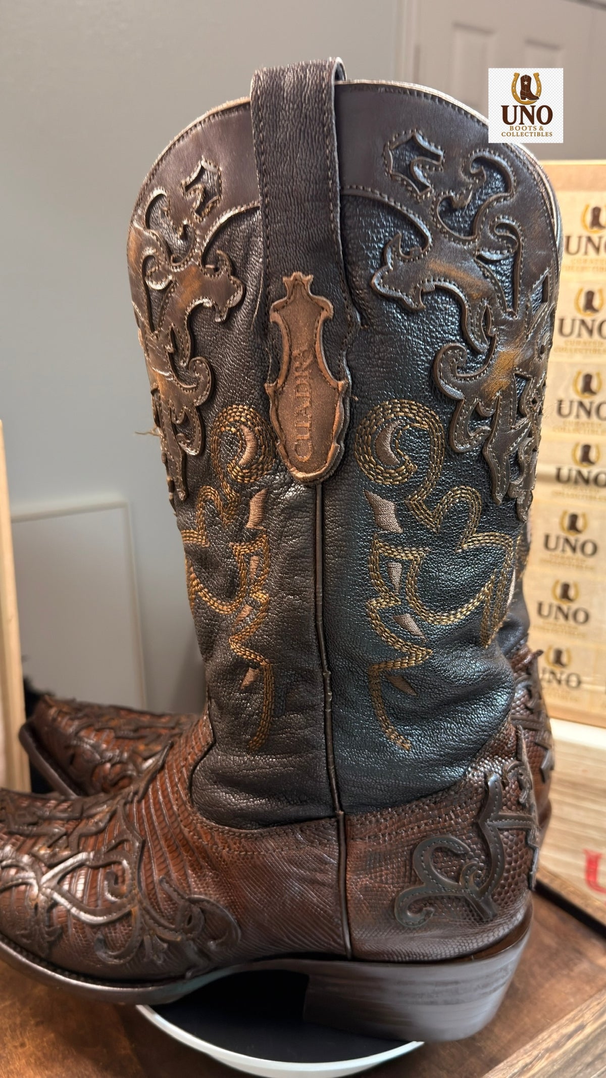 Cuadra Teju Lizard Boots – with Overlay – Handmade in Mexico – Men's 10.5-11 (MX 8) – Brown - Image 4