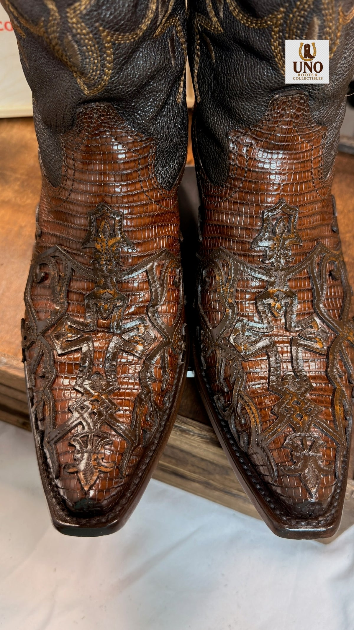 Cuadra Teju Lizard Boots – with Overlay – Handmade in Mexico – Men's 10.5-11 (MX 8) – Brown - Image 11