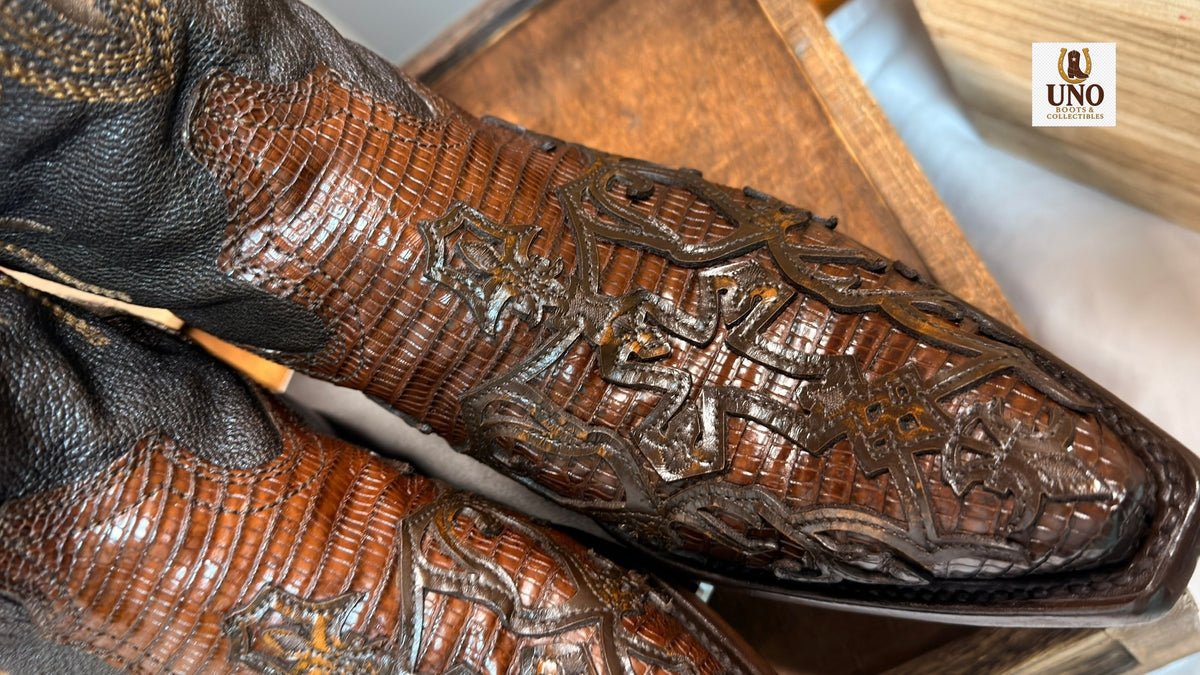 Cuadra Teju Lizard Boots – with Overlay – Handmade in Mexico – Men's 10.5-11 (MX 8) – Brown - Image 12