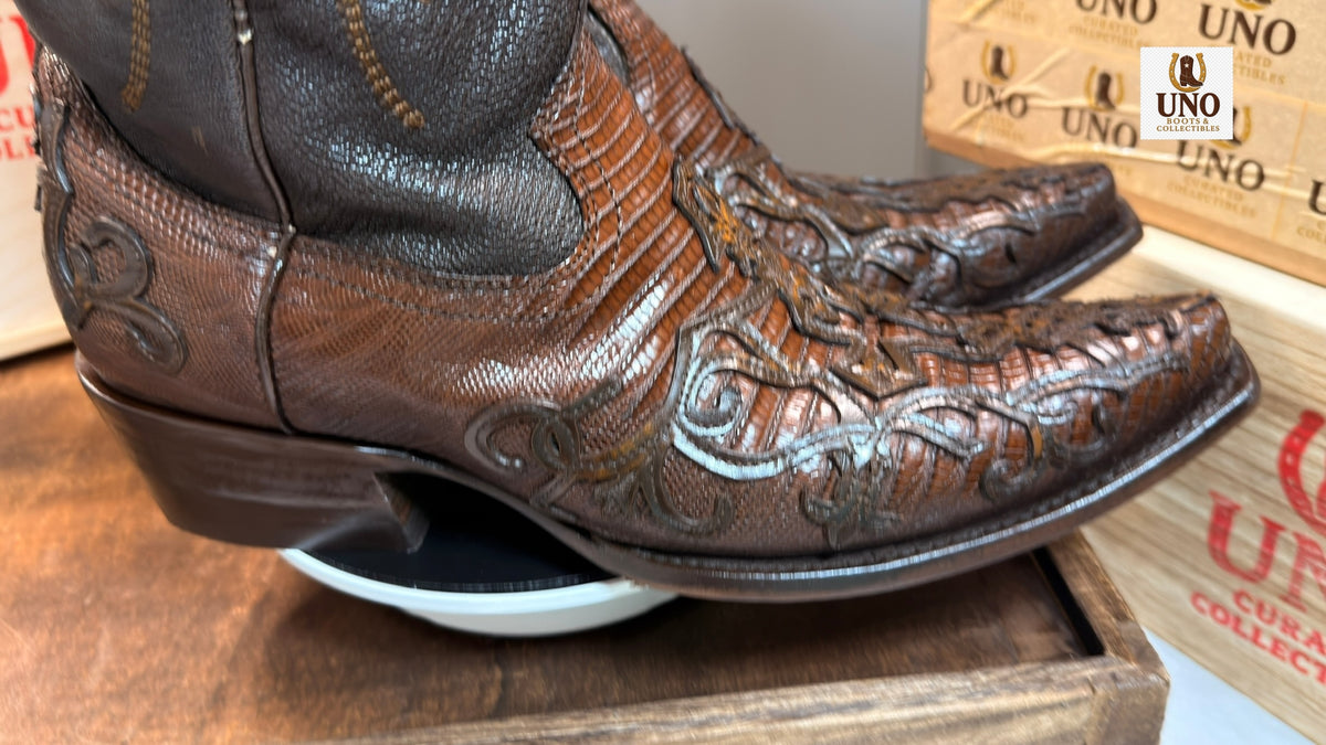 Cuadra Teju Lizard Boots – with Overlay – Handmade in Mexico – Men's 10.5-11 (MX 8) – Brown - Image 10