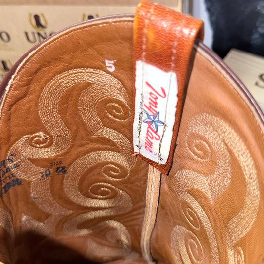 Tony Lama Full Quill Ostrich Boots Size 5 Brown Leather Cowboy - Image 1