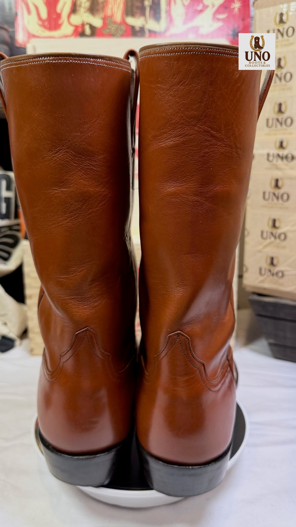Armando's Boot Co. Handmade Texas Flag Boots — Cognac Calfskin — Size 9.5 - Image 8