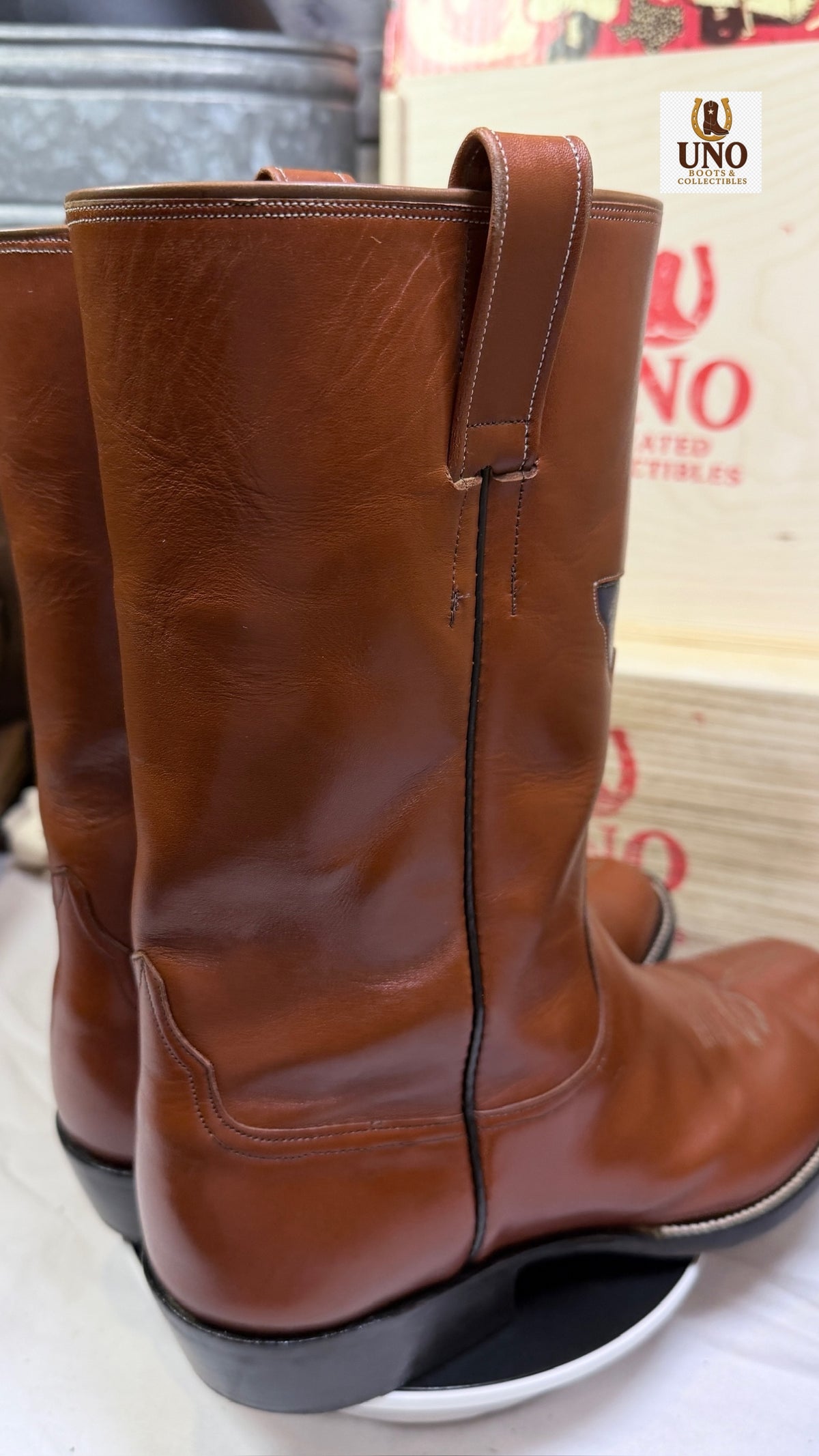 Armando's Boot Co. Handmade Texas Flag Boots — Cognac Calfskin — Size 9.5 - Image 7