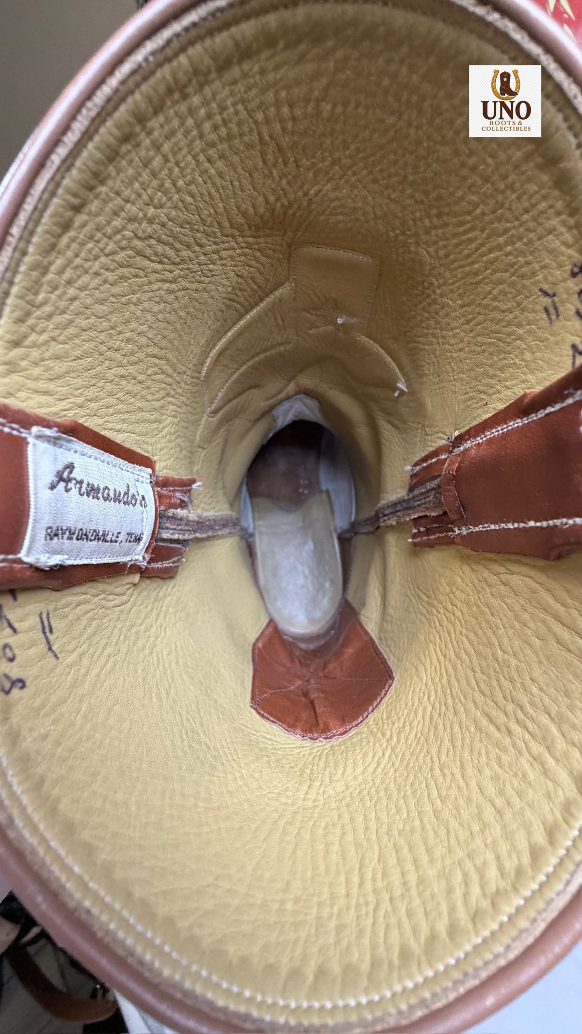 Armando's Boot Co. Handmade Texas Flag Boots — Cognac Calfskin — Size 9.5 - Image 4