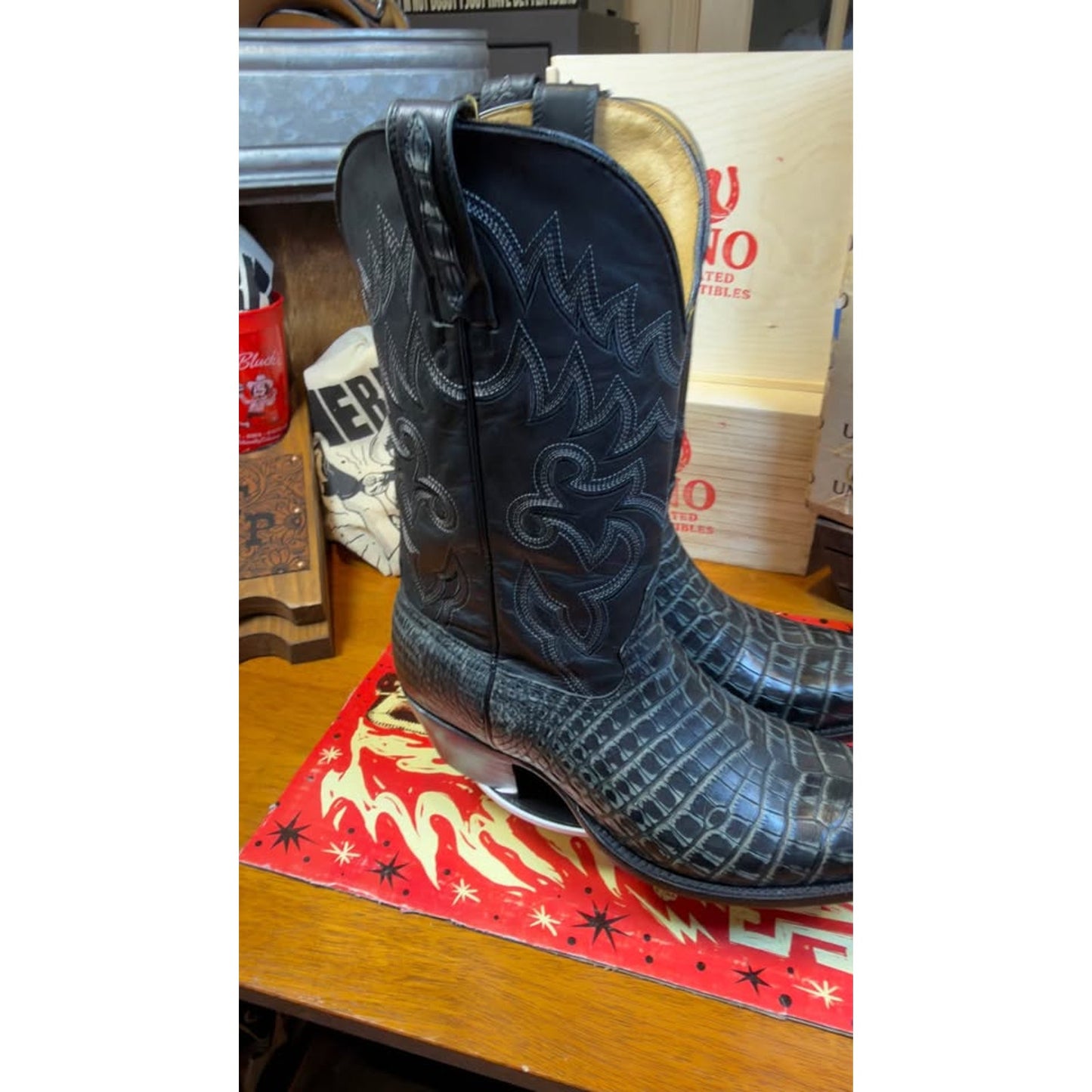 🐊 CODY JAMES GENUINE CAIMAN BELLY WESTERN BOOTS — SIZE 12D