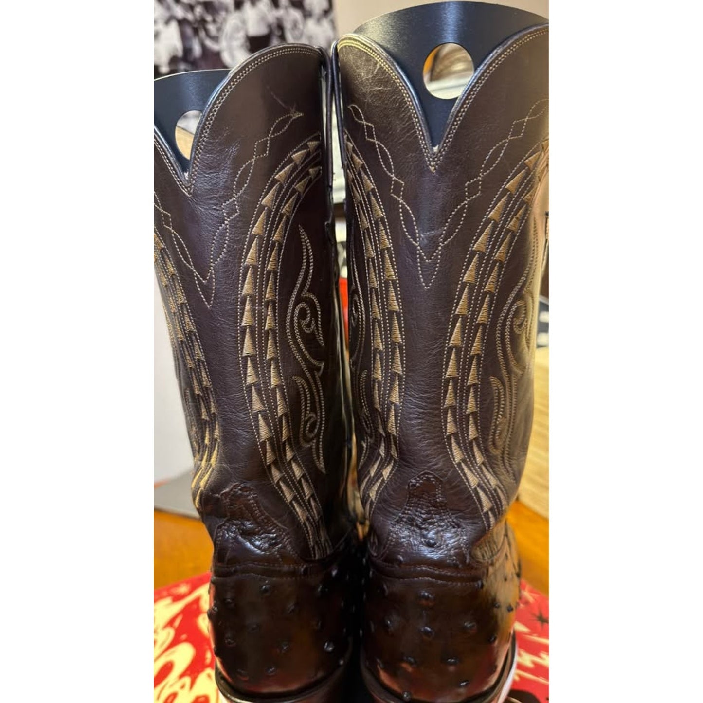 🐧LUCCHESE CLASSICS HANDMADE FULL QUILL OSTRICH BOOTS — DARK CHOCOLATE | SIZE 11 | MADE IN USA