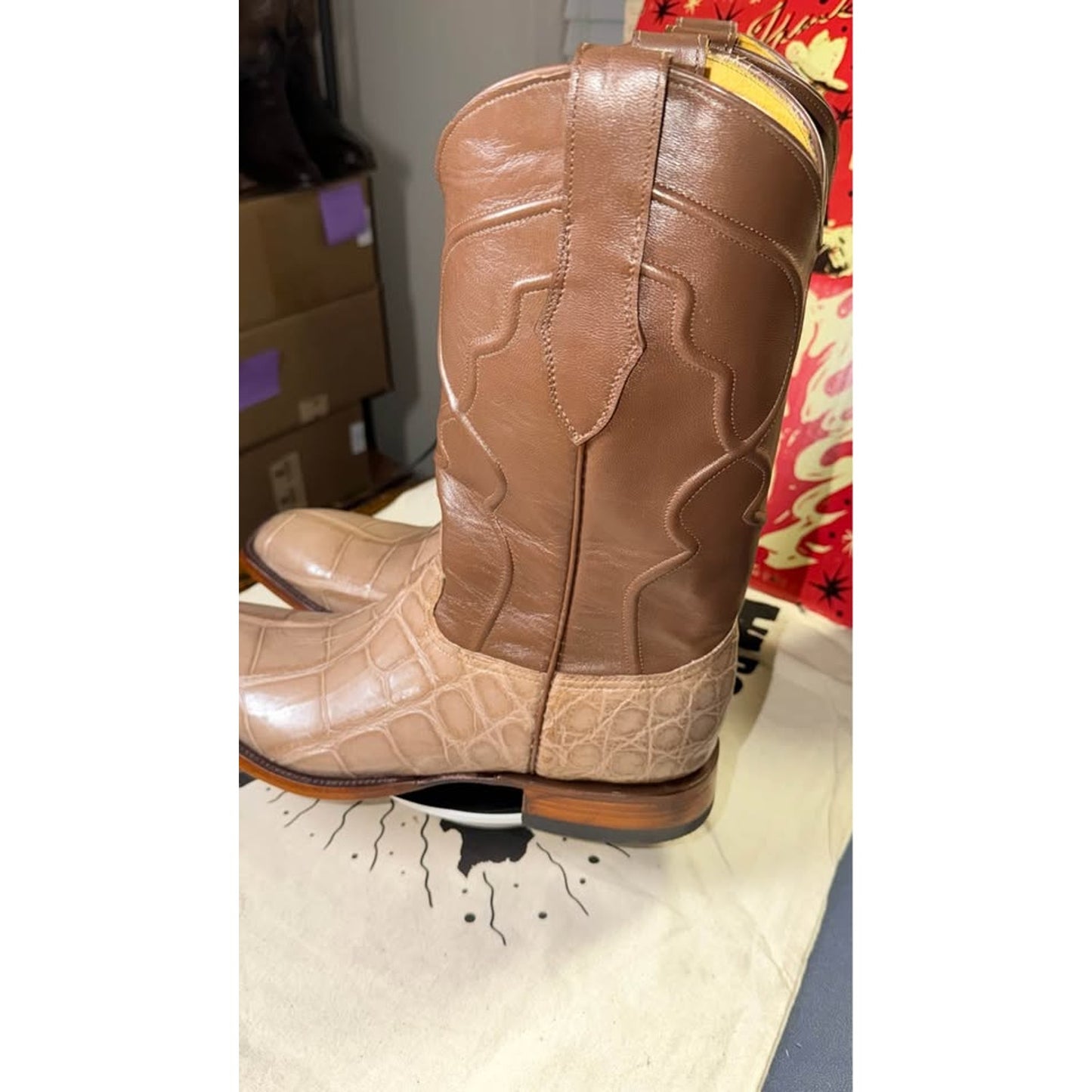 Handmade American Alligator Belly Boots – Size 11.5 – $625