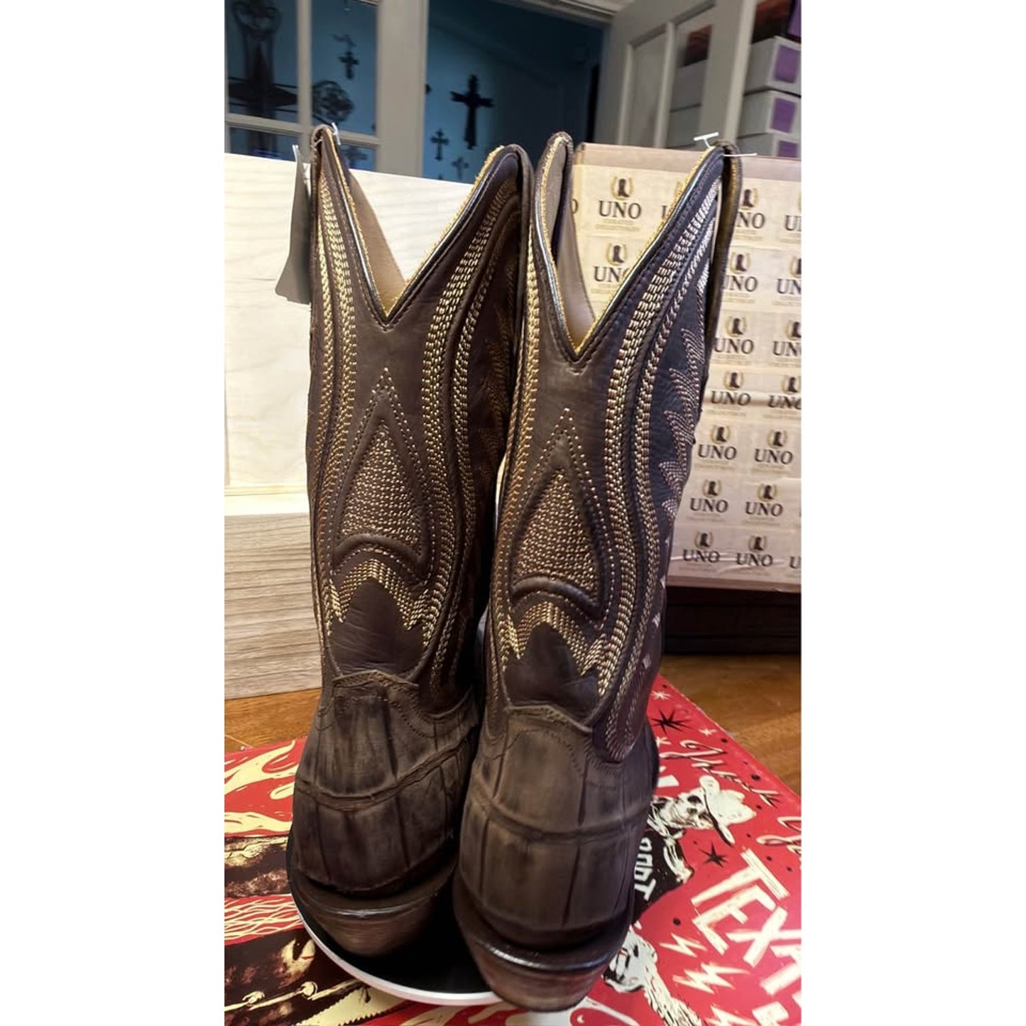 🐊TEXAS COUNTRY “CUTTER CAB” SUEDED ALLIGATOR TAIL BOOTS — DARK CHOCOLATE | SIZE 11 | BRAND NEW