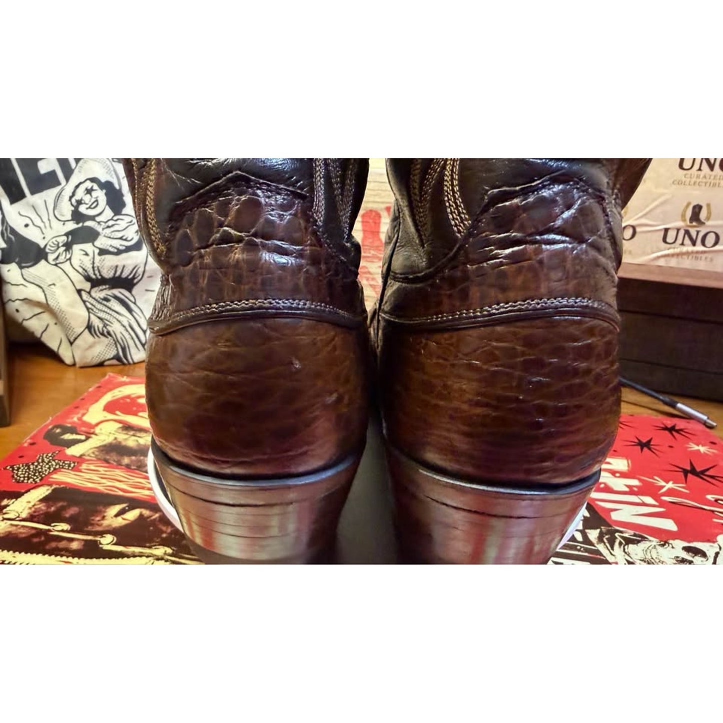 🐢VINTAGE JUSTIN EXOTIC WESTERN BOOTS — STYLE 9320 | DARK CHOCOLATE | SIZE 9 | PROFESSIONALLY RESTO