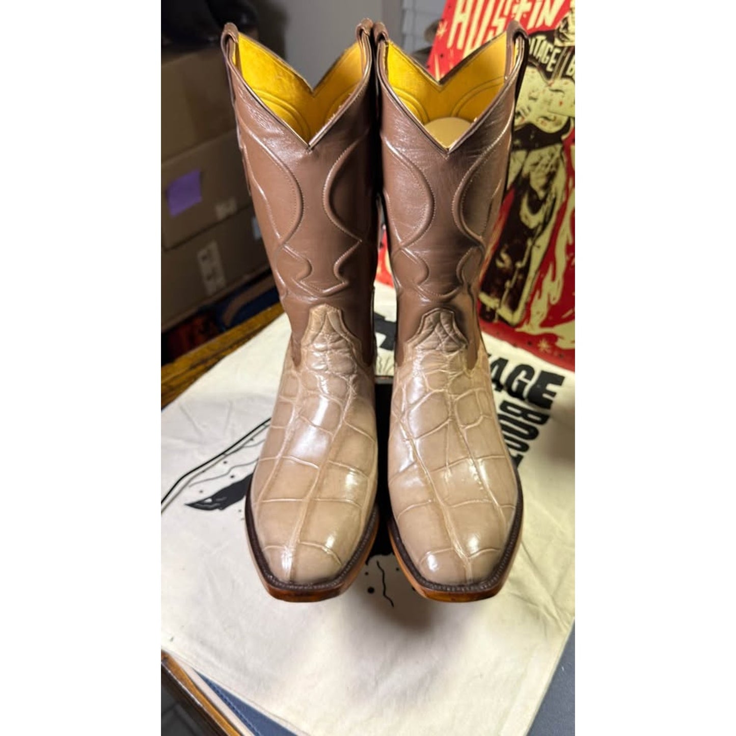 Handmade American Alligator Belly Boots – Size 11.5 – $625