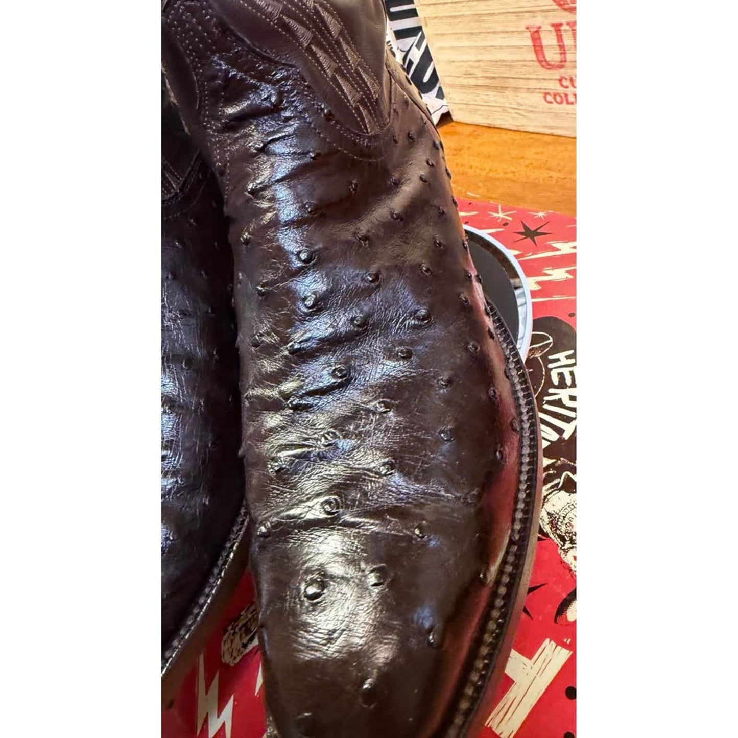 🐧LUCCHESE CLASSICS HANDMADE FULL QUILL OSTRICH BOOTS — DARK CHOCOLATE | SIZE 11 | MADE IN USA