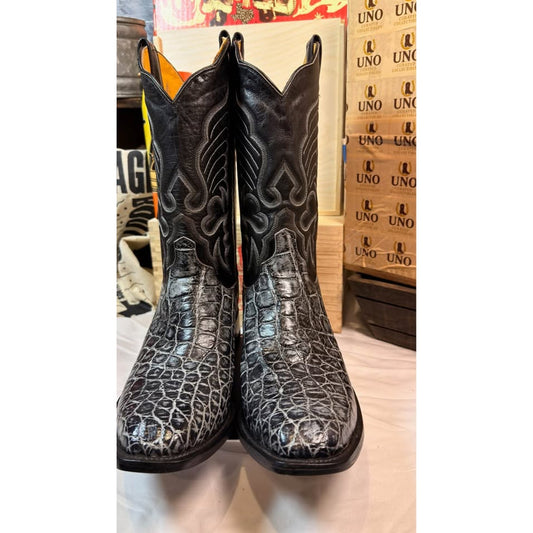 Genuine American Alligator Cowboy Boots — Black/Gray — Men’s 11.5 (fits 11E) — Handmade El Paso, TX