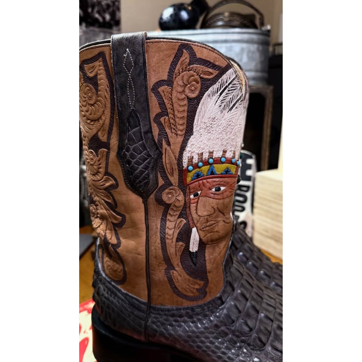 🐊VACCARI HANDMADE CAIMAN HORNBACK “BIG CHIEF” BOOTS — SIZE 11 D
