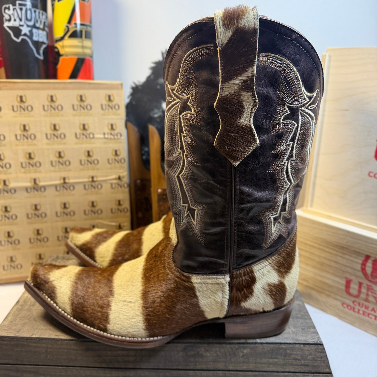 🦓 Genuine Zebra Hide Boots — Handmade — Size 12.5 D (Fits up to 13)