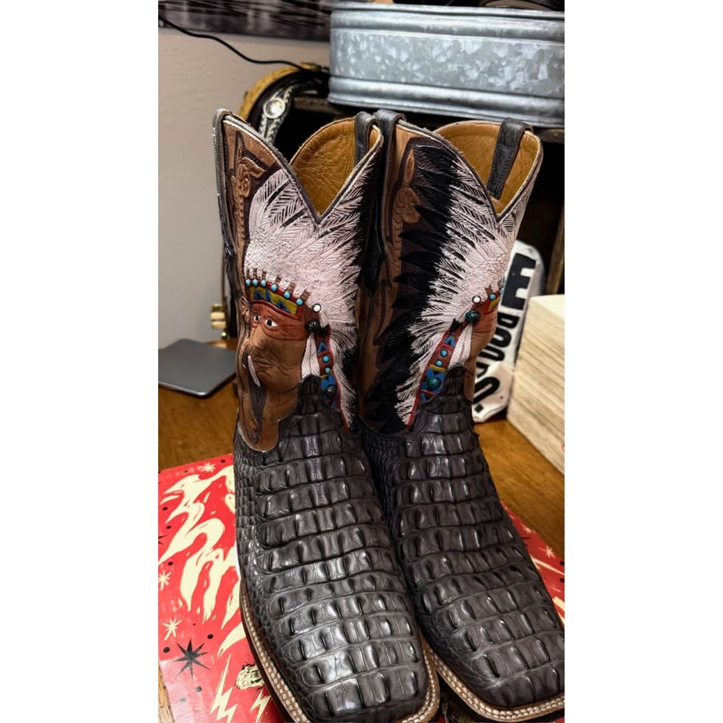 🐊VACCARI HANDMADE CAIMAN HORNBACK “BIG CHIEF” BOOTS — SIZE 11 D