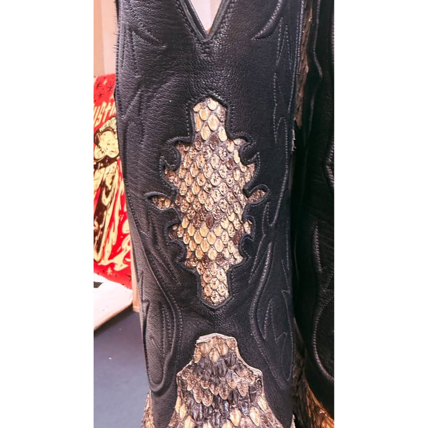 Black Jack Handmade Eastern Diamondback Rattlesnake Western Boots - 10.5D