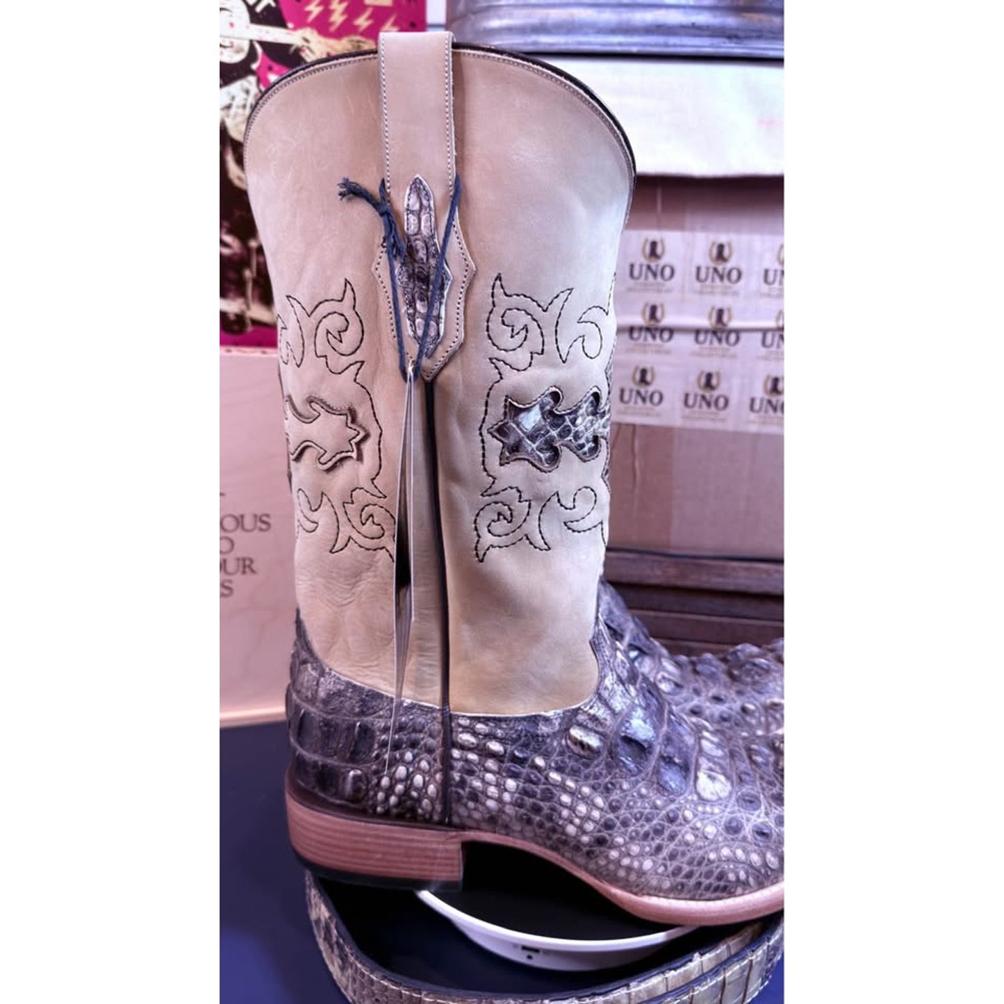 Vaccari Natural Alligator Boots + Matching Belt – 10.5E 🐊