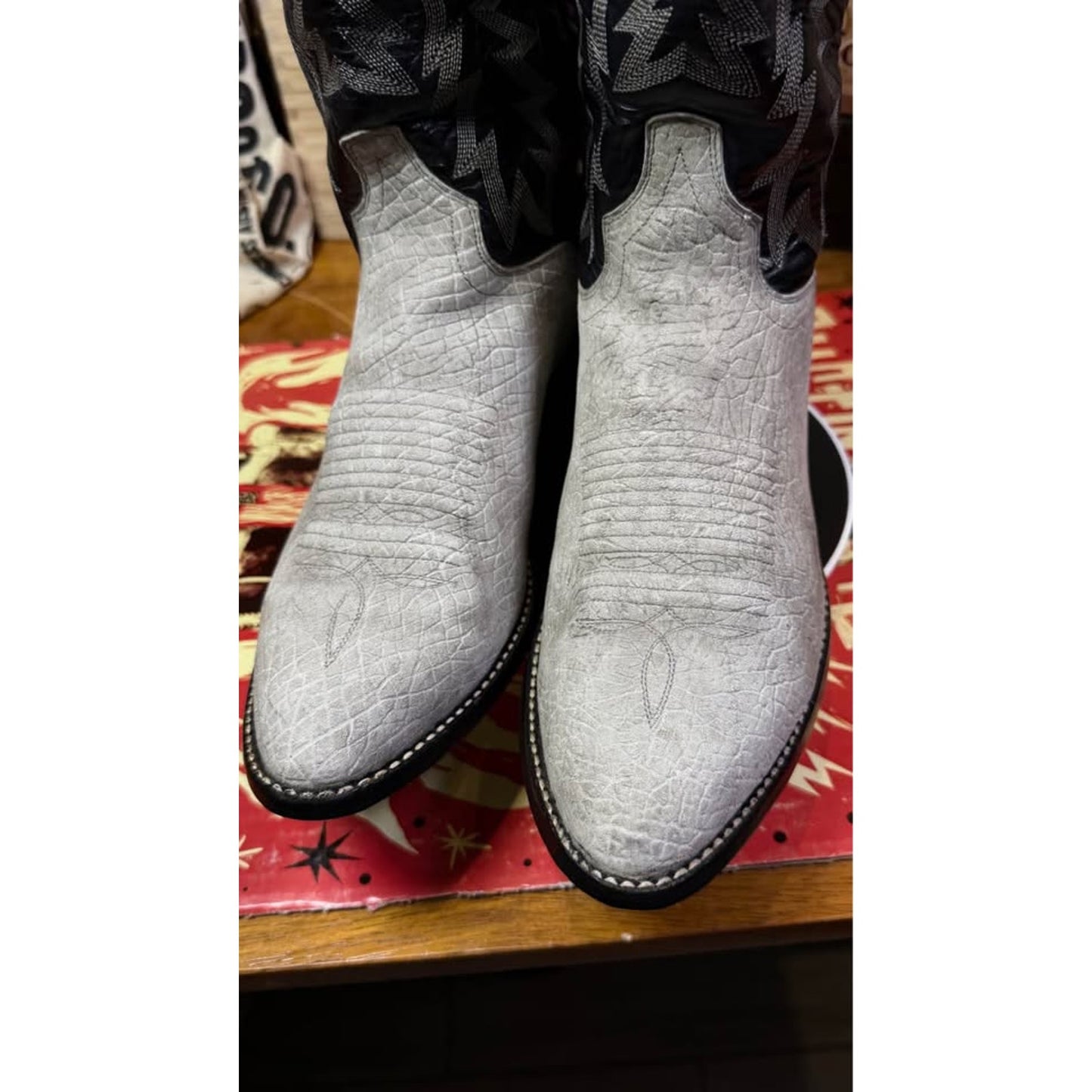 🦛EL DORADO HANDMADE HIPPOPOTAMUS BOOTS — GRAY & BLACK | SIZE 10 D