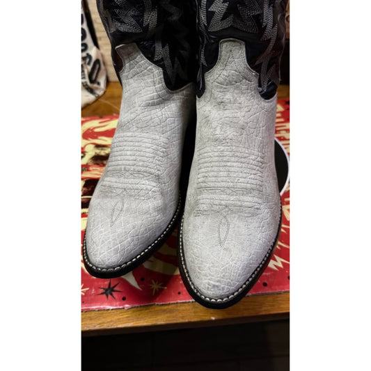 🦛EL DORADO HANDMADE HIPPOPOTAMUS BOOTS — GRAY & BLACK | SIZE 10 D