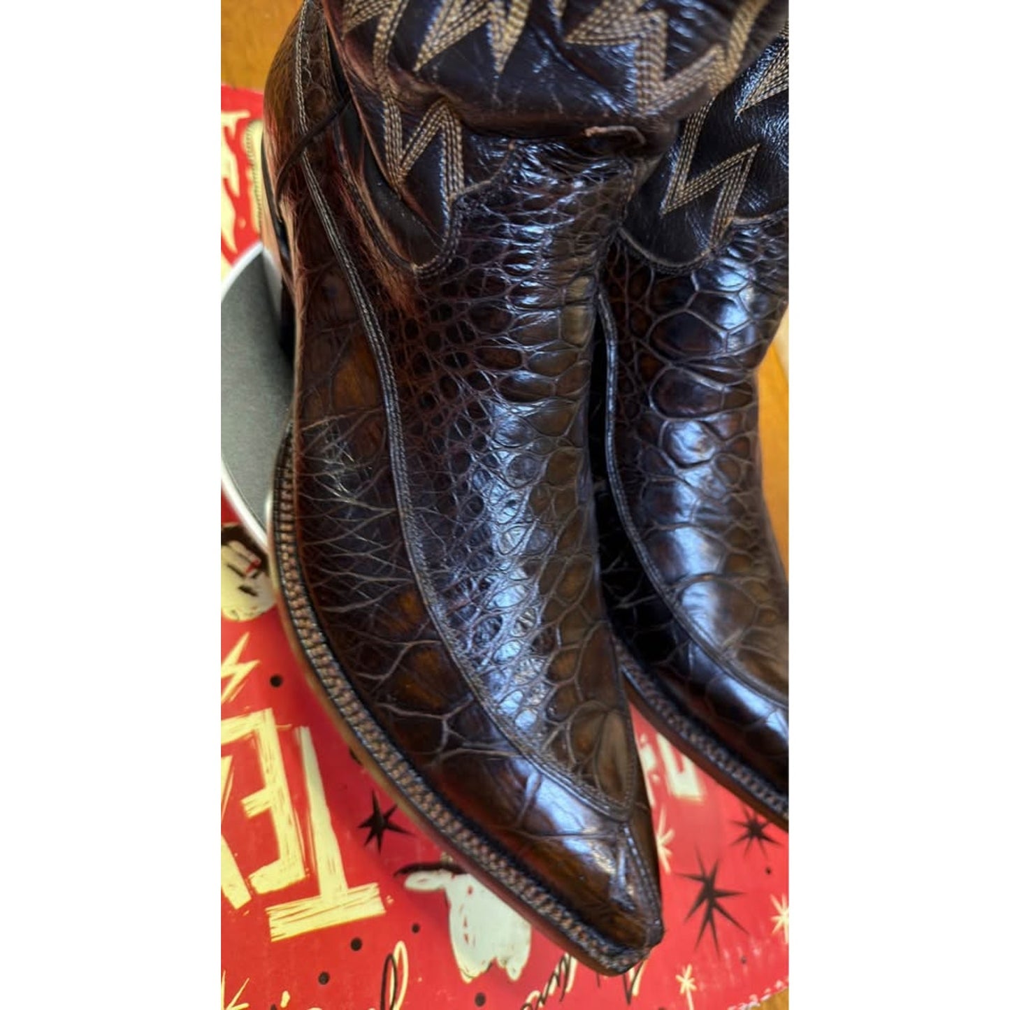 🐢VINTAGE JUSTIN EXOTIC WESTERN BOOTS — STYLE 9320 | DARK CHOCOLATE | SIZE 9 | PROFESSIONALLY RESTO