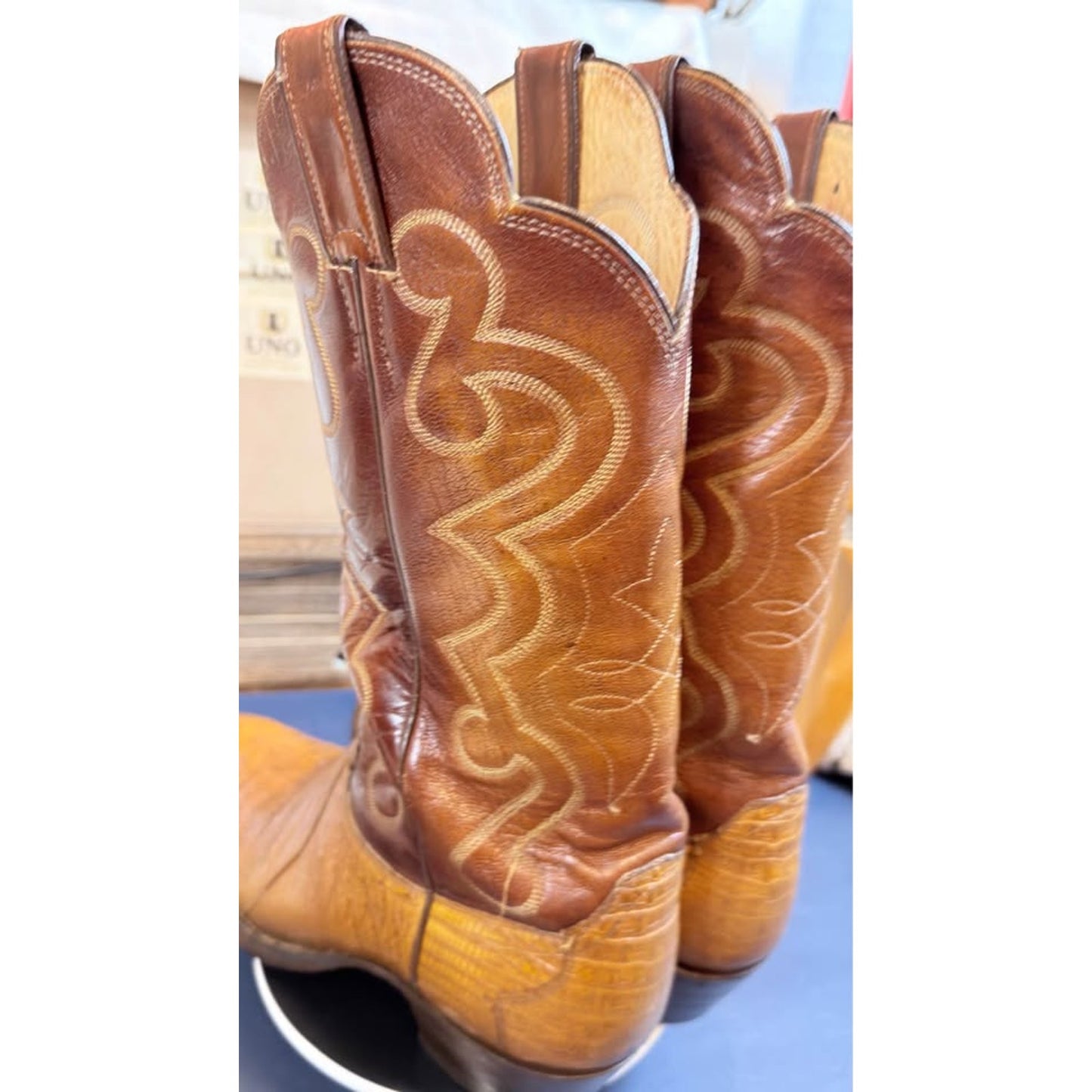 Justin Hornback Lizard Boots – Rare Honey Color – Size 10B (Fits 9D)