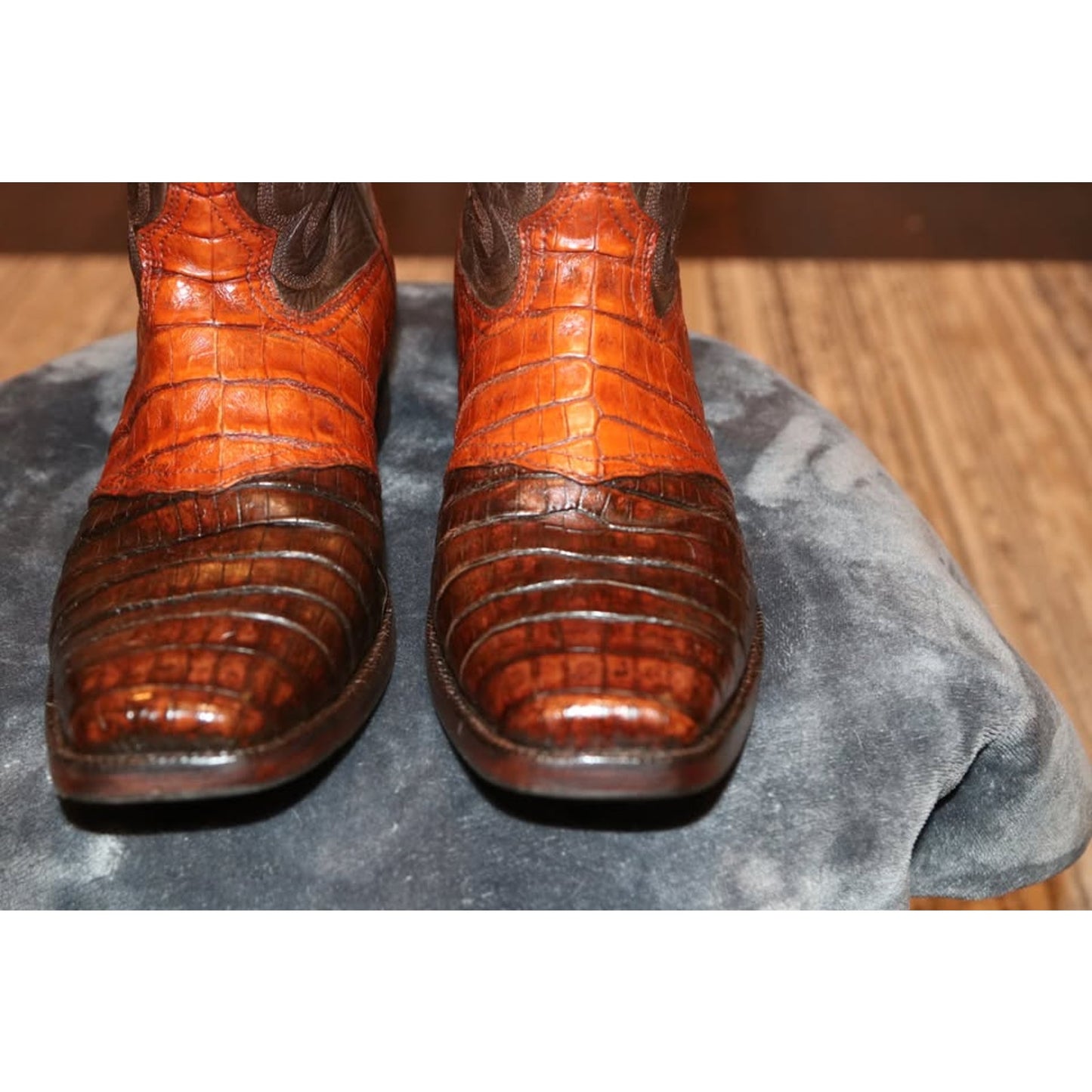 Caiman Croc Boots - two tone color - 11D