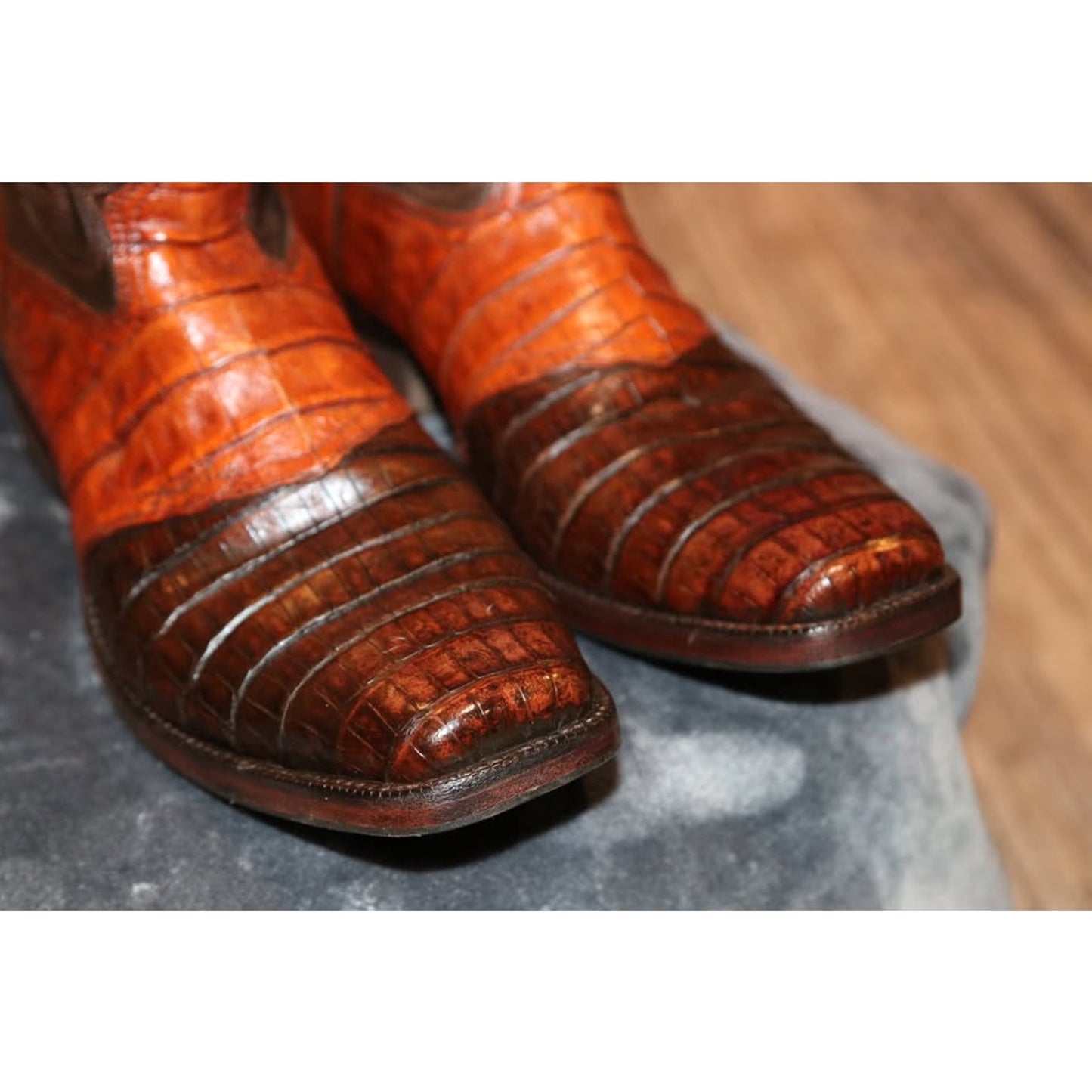 Caiman Croc Boots - two tone color - 11D