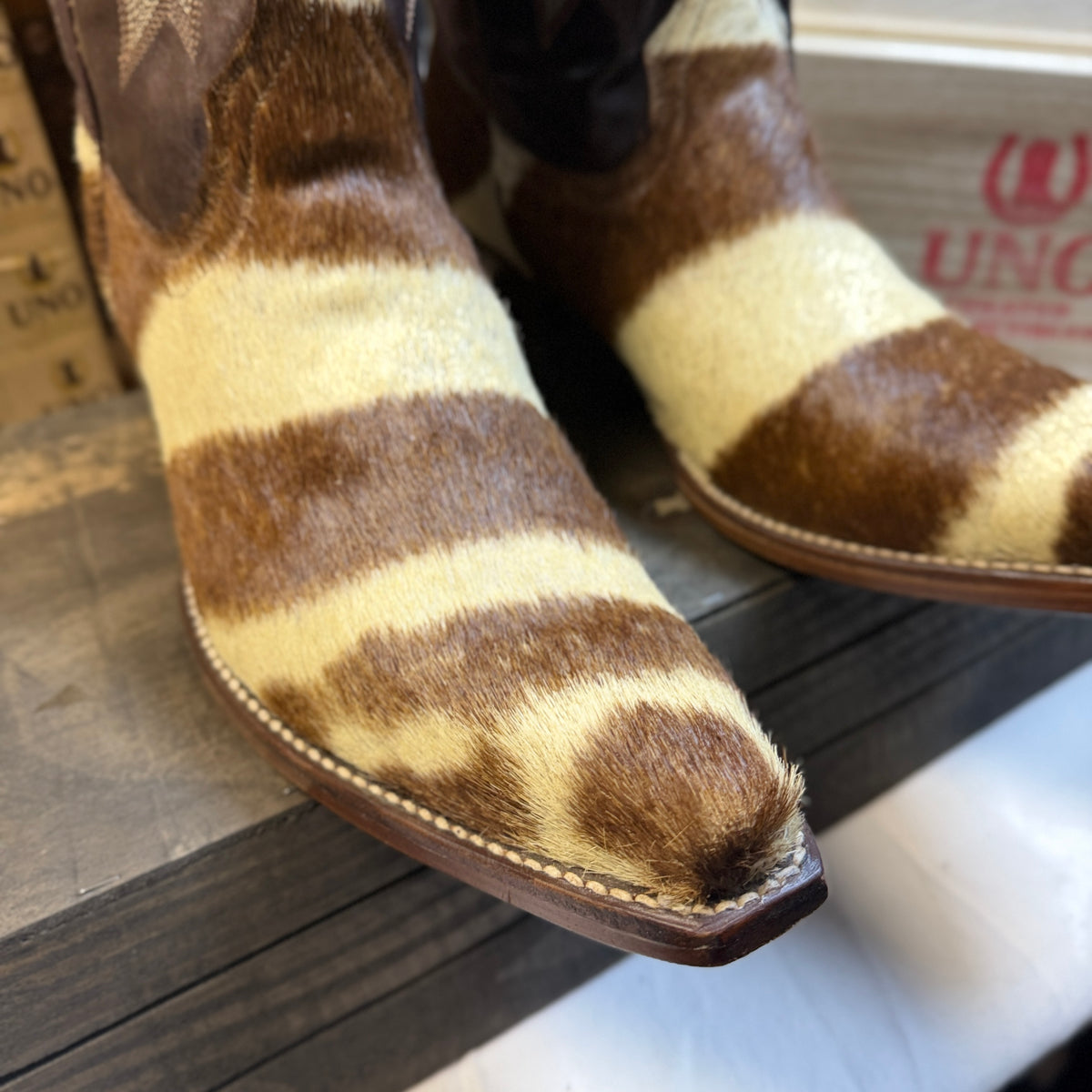 🦓 Genuine Zebra Hide Boots — Handmade — Size 12.5 D (Fits up to 13)