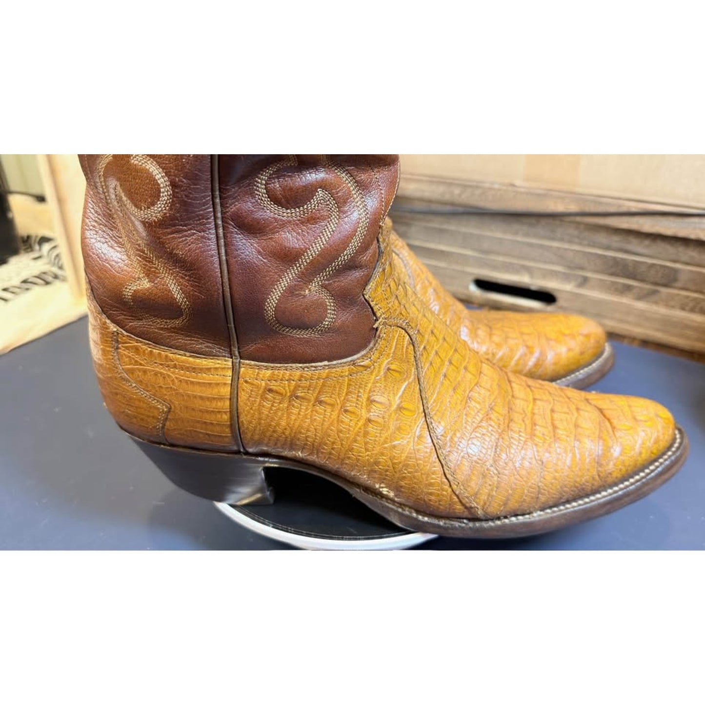 Justin Hornback Lizard Boots – Rare Honey Color – Size 10B (Fits 9D)