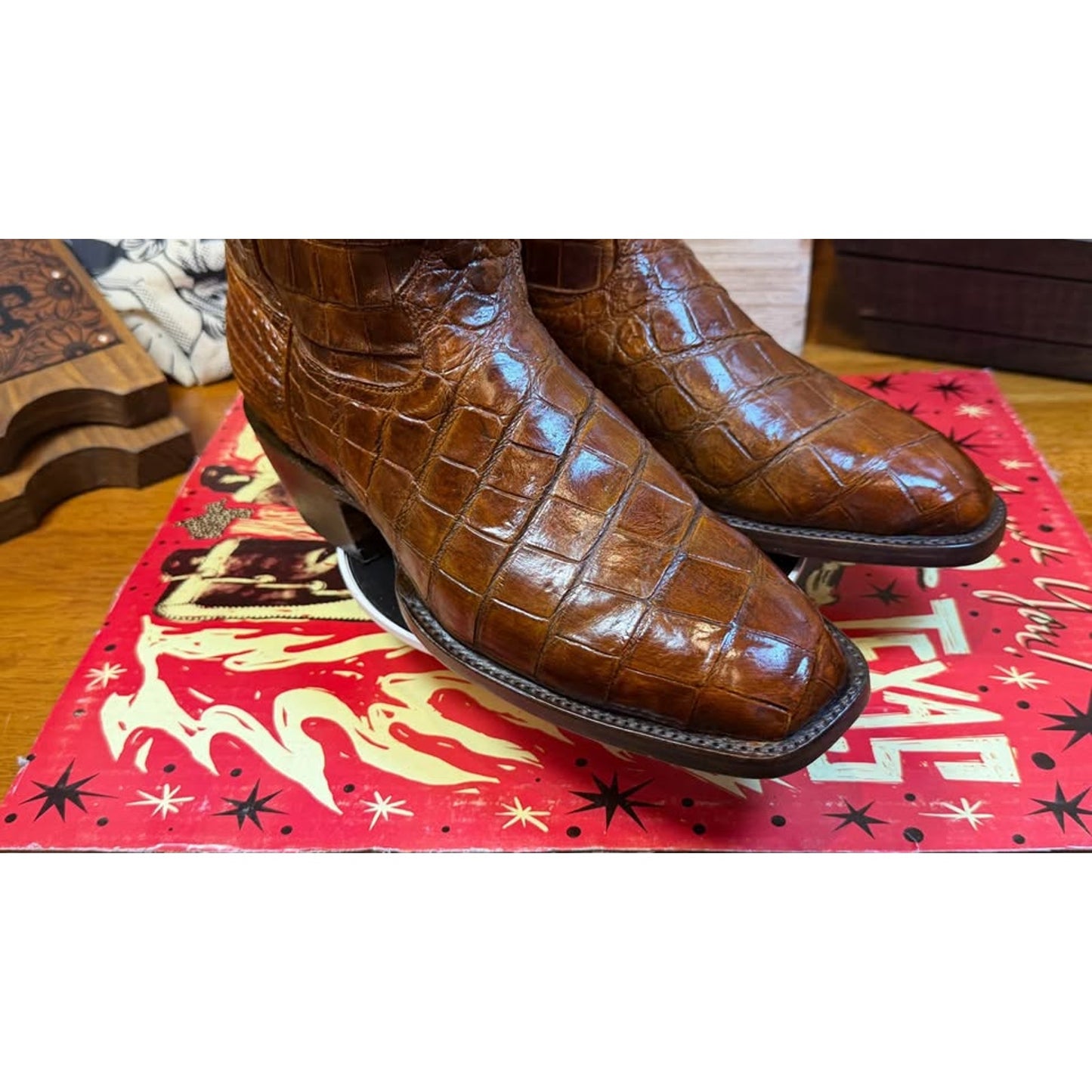 🐊 CUSTOM HANDMADE FULL ALLIGATOR WESTERN BOOTS — SIZE 10 / 10.5D