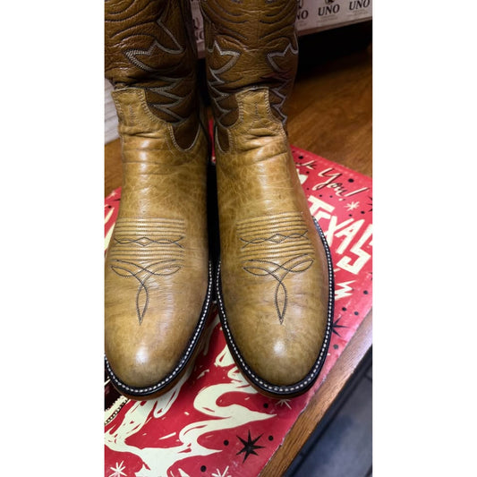 🦏VINTAGE 1983 DAN POST RHINOCEROS HIDE BOOTS — RELASTED TO SIZE 11.5 | PROFESSIONALLY RESTORED