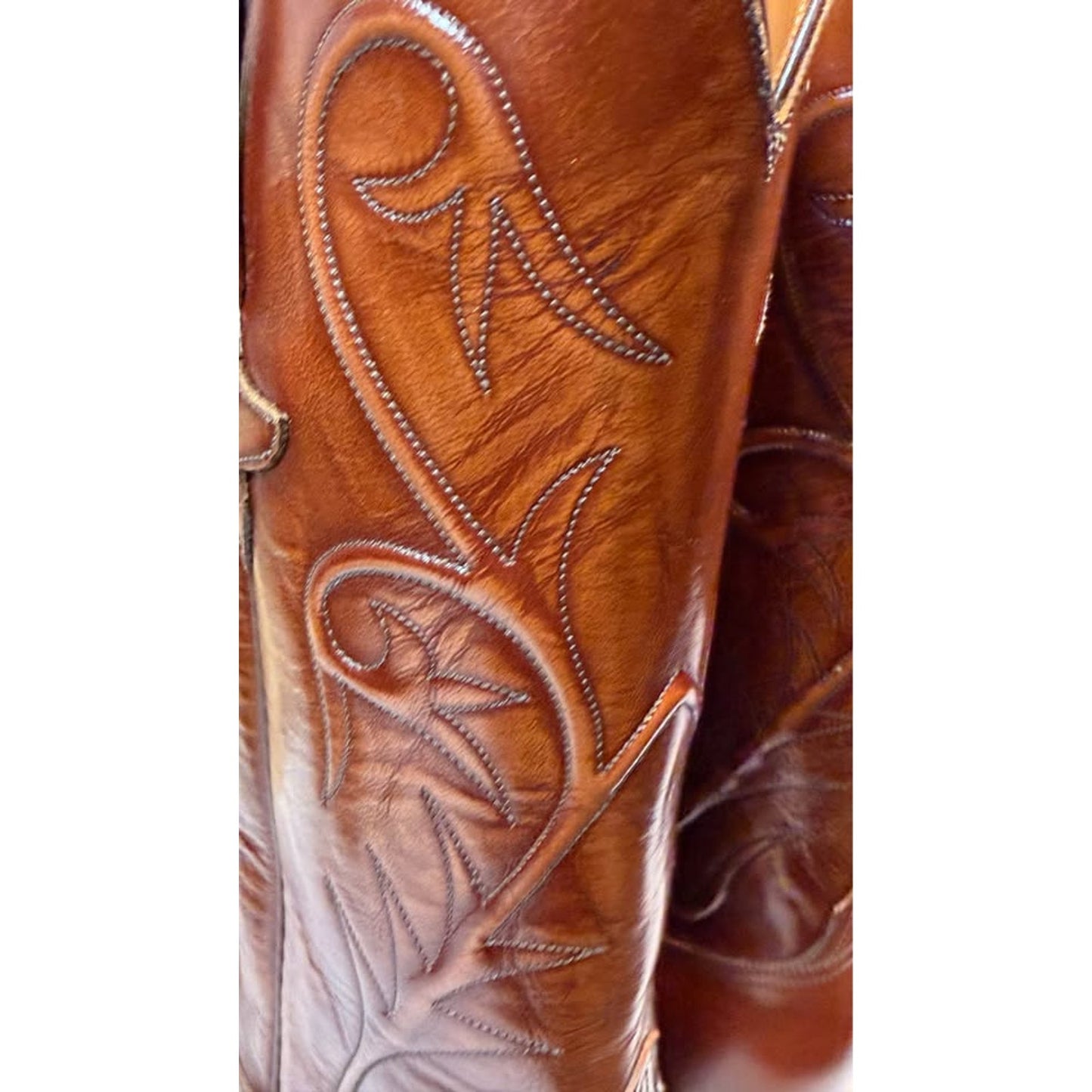 Lucchese Classics Handmade Cowboy Boots — Men's 11.5 D — Cognac Tooled Leather