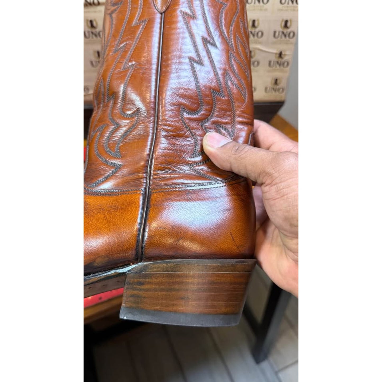 🌟 LUCCHESE MADE IN SAN ANTONIO — HORNBACK LIZARD INLAY — SIZE 9.5E