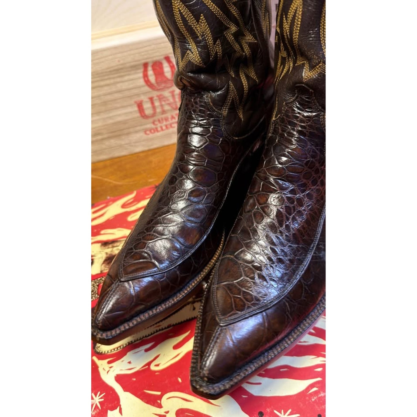 🐢VINTAGE JUSTIN EXOTIC WESTERN BOOTS — STYLE 9320 | DARK CHOCOLATE | SIZE 9 | PROFESSIONALLY RESTO