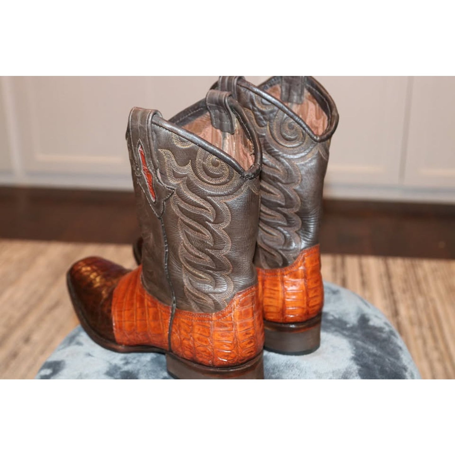 Caiman Croc Boots - two tone color - 11D