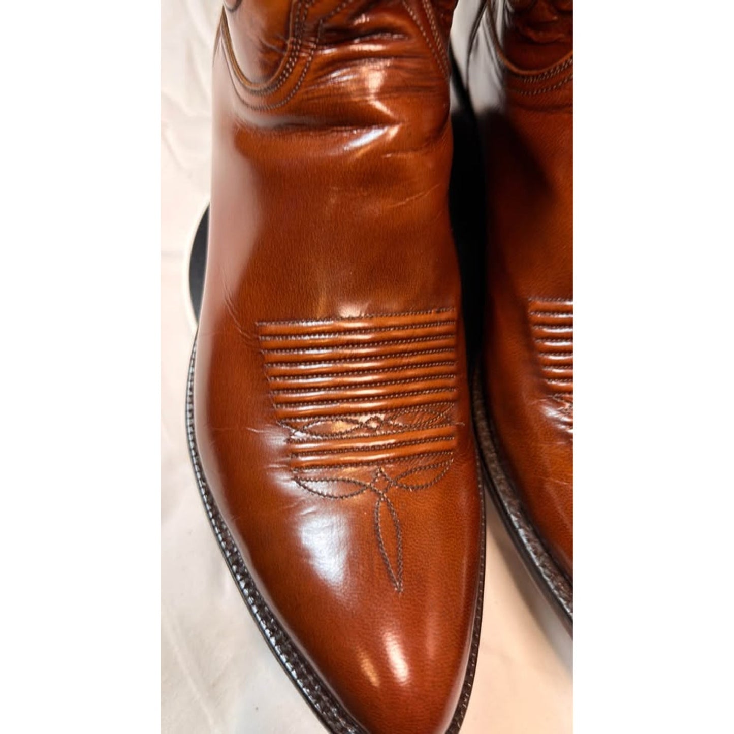 Lucchese Classics Handmade Cowboy Boots — Men's 11.5 D — Cognac Tooled Leather