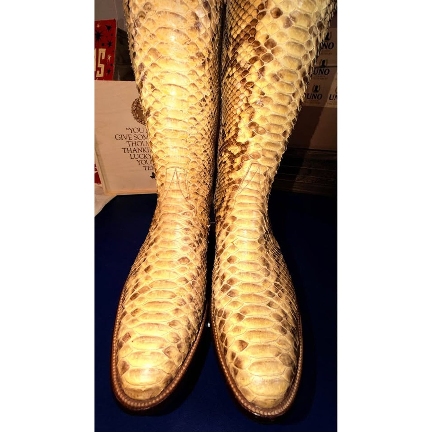 🐍 Mercedes Handmade Full Burmese Python Western Boots – Size 10.5 | Brought to you by Uno Boots