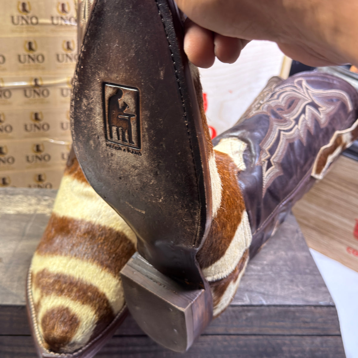 🦓 Genuine Zebra Hide Boots — Handmade — Size 12.5 D (Fits up to 13)