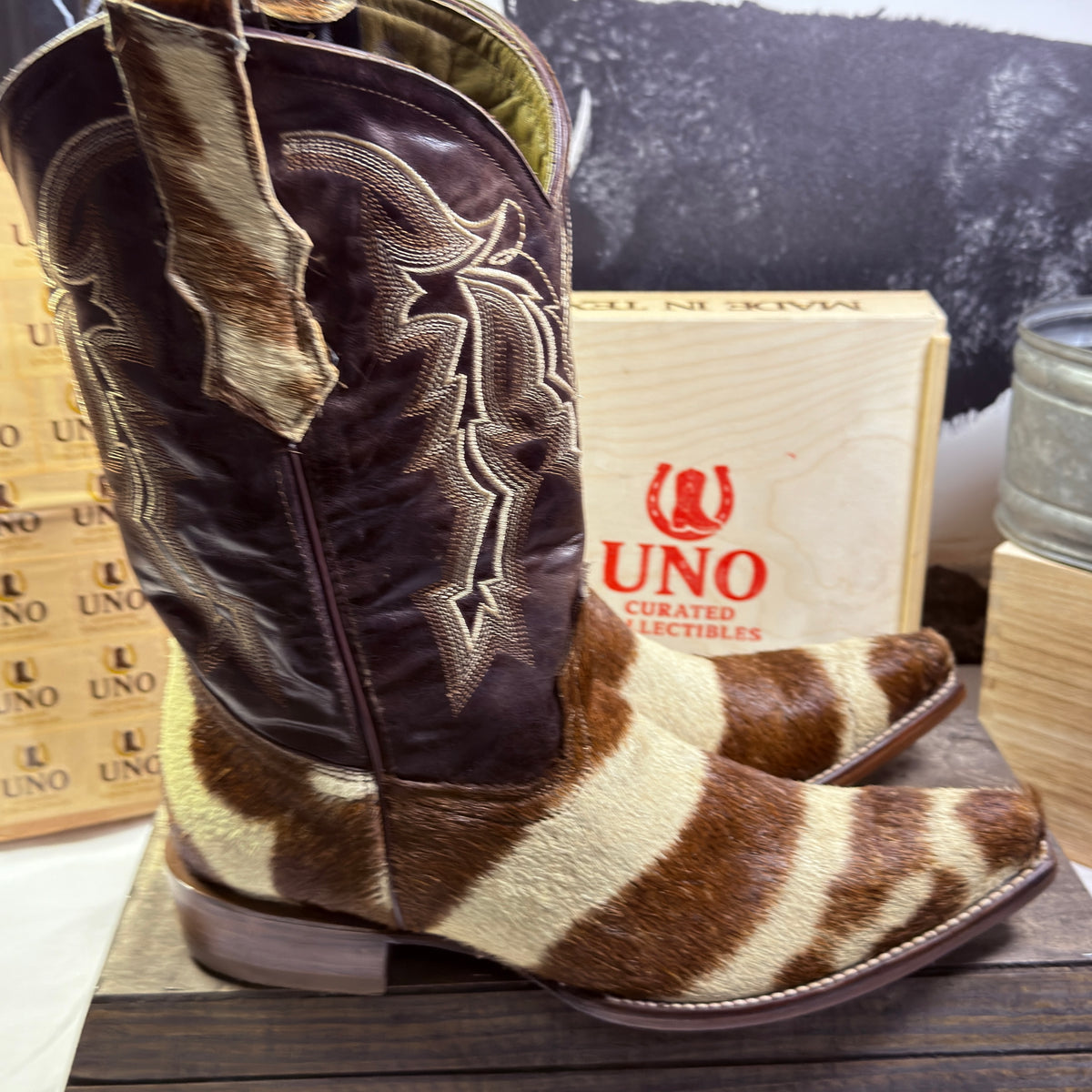 🦓 Genuine Zebra Hide Boots — Handmade — Size 12.5 D (Fits up to 13)