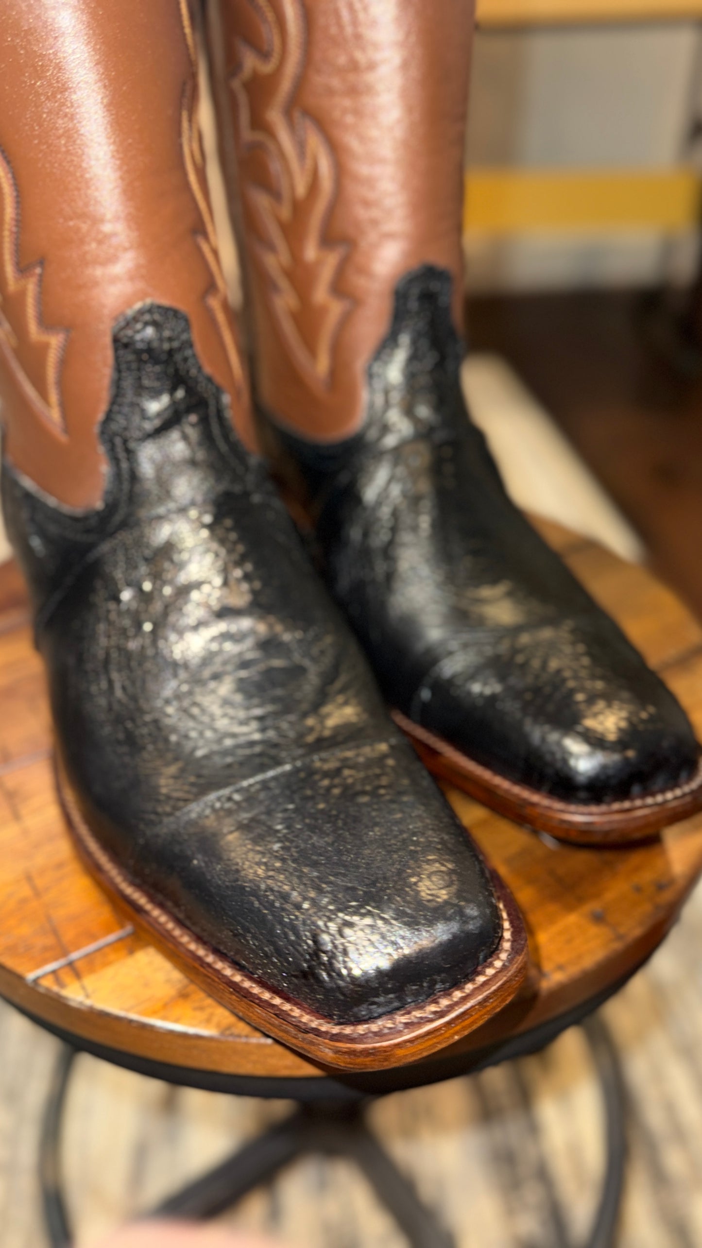 NEW-Handmade Bull Frog Boots-Black-12D