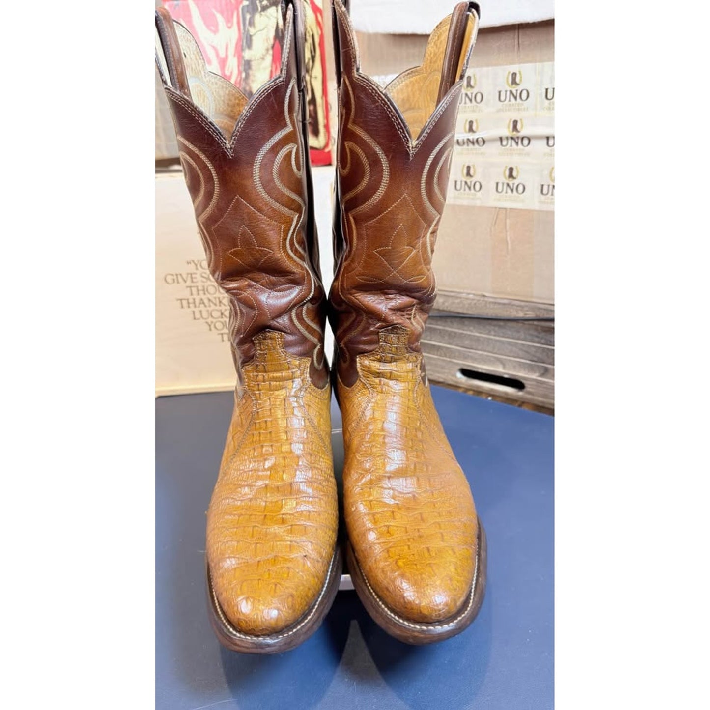 Justin Hornback Lizard Boots – Rare Honey Color – Size 10B (Fits 9D)