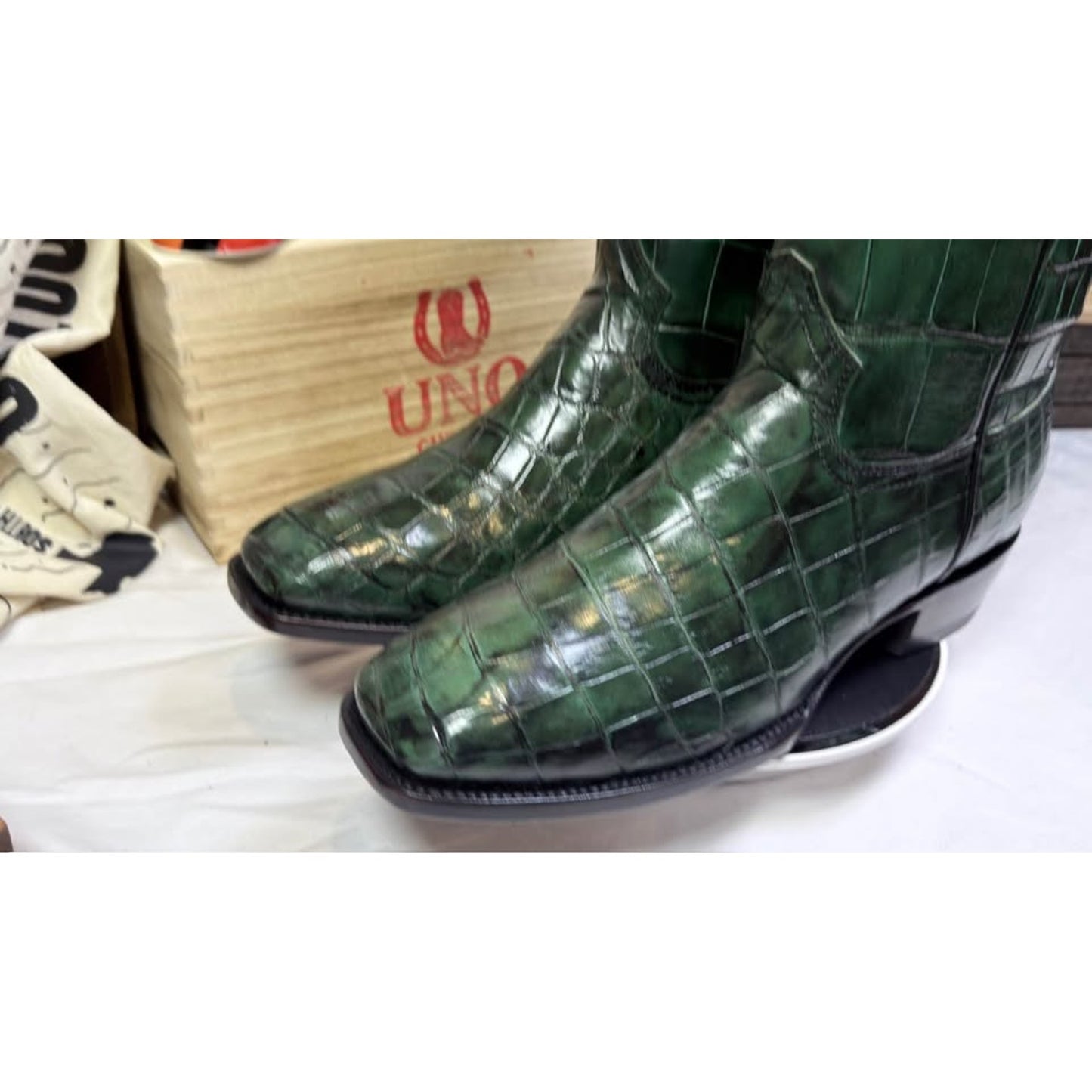 Handmade Full Crocodile Boot Set – Size 11.5D