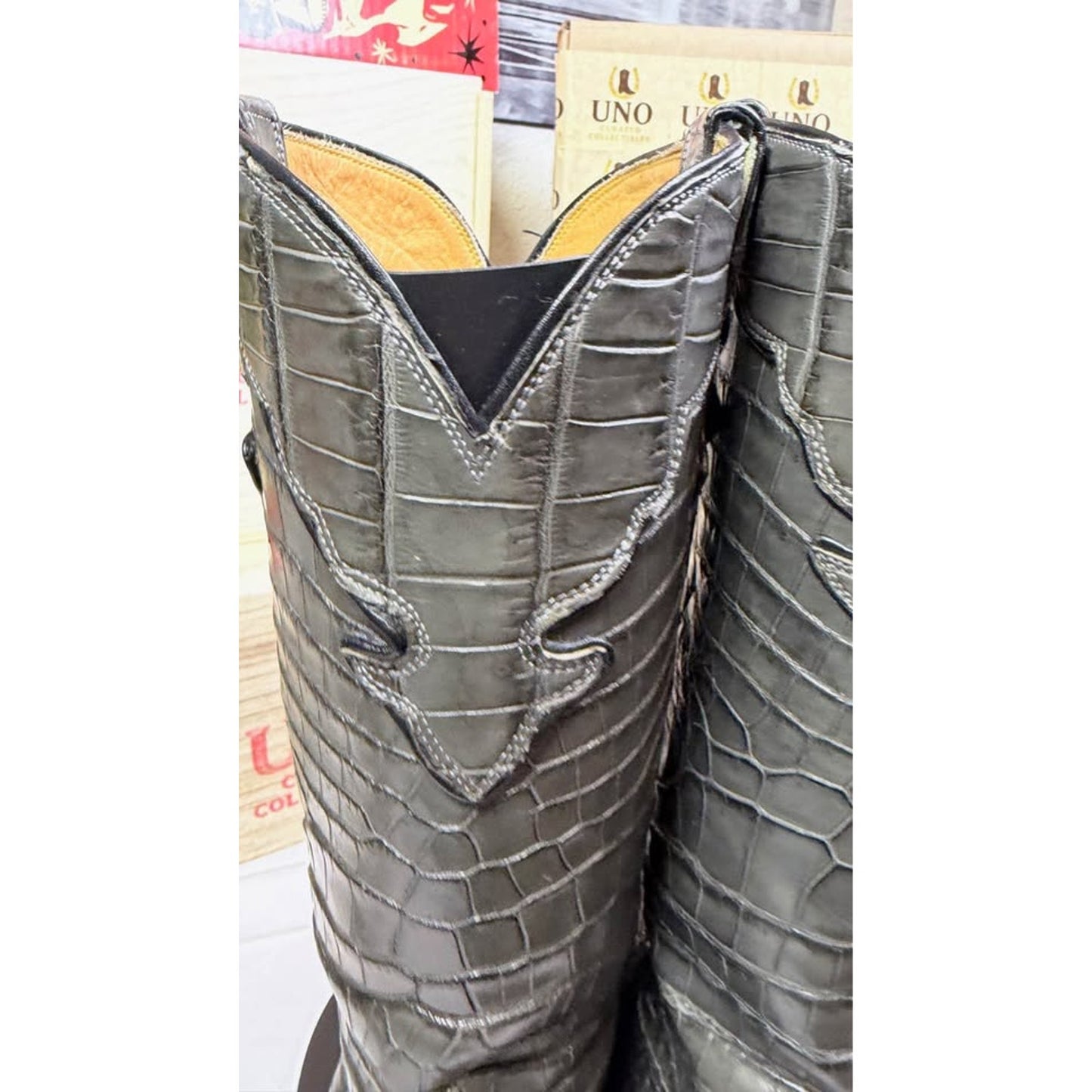 Genuine Crocodile Boots — Charcoal Grey — Handmade El Paso, TX — Size 11.5 D