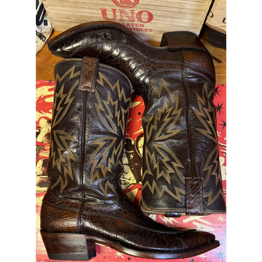 🐢VINTAGE JUSTIN EXOTIC WESTERN BOOTS — STYLE 9320 | DARK CHOCOLATE | SIZE 9 | PROFESSIONALLY RESTO