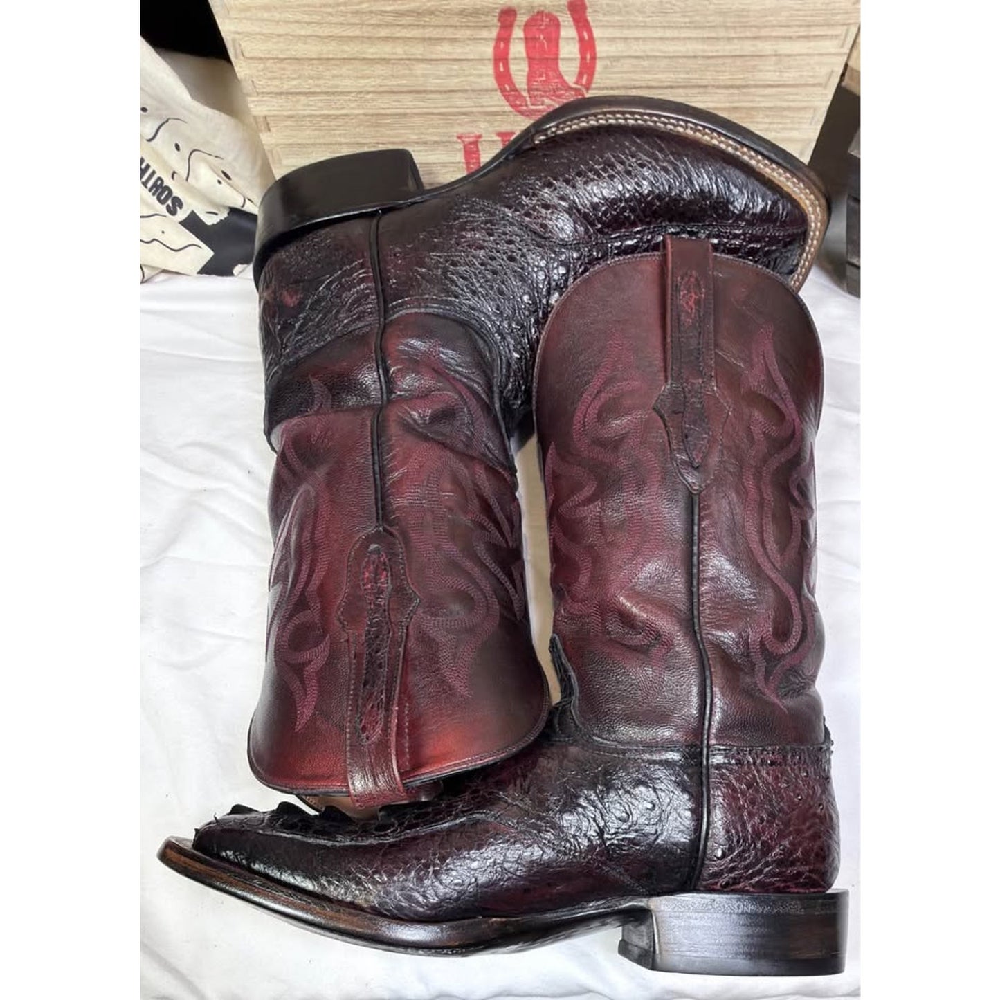 Black Jack Snapping Turtle Boots 11.5D – Black Cherry, Square Toe