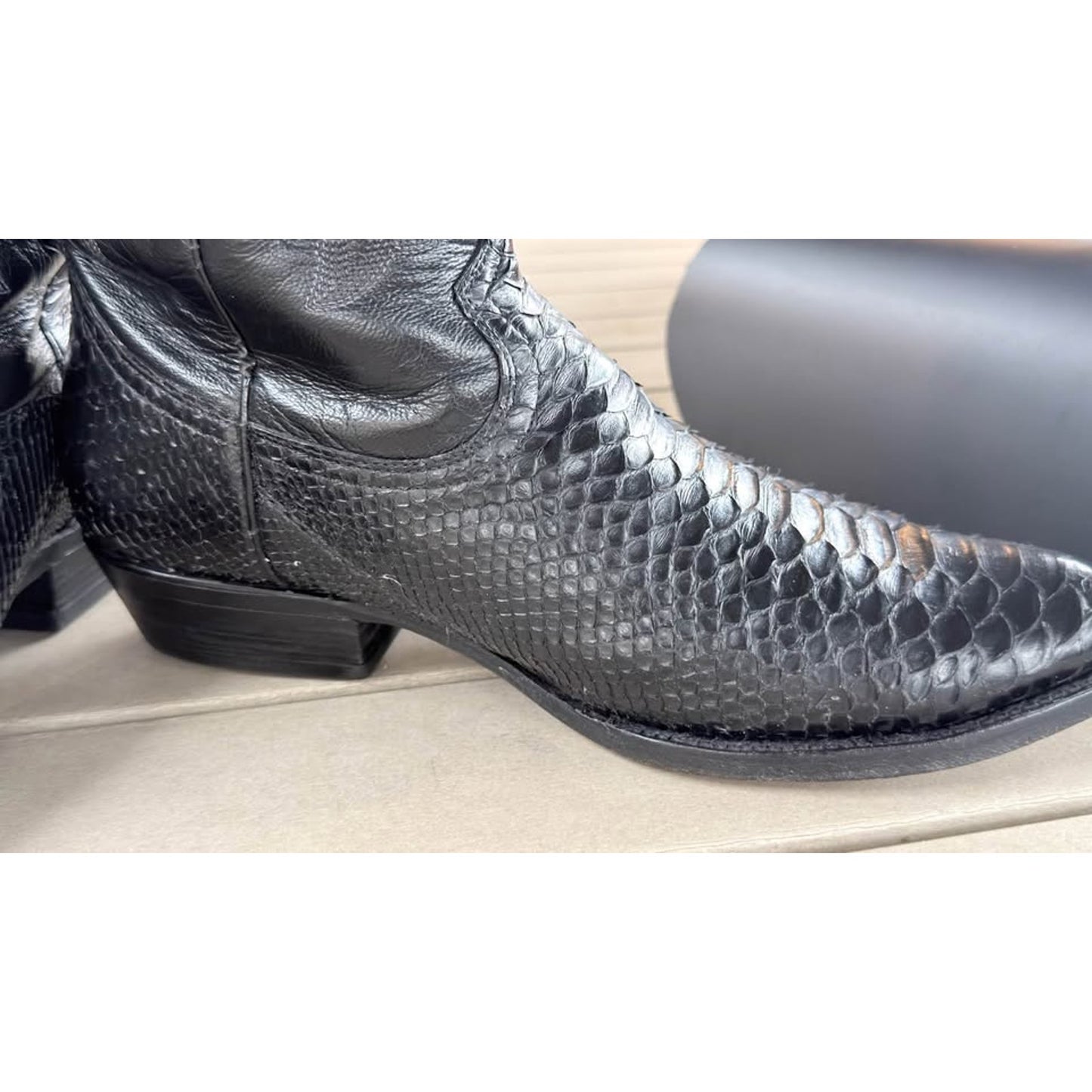 🐍VINTAGE CUADRA GENUINE PYTHON BOOTS — BLACK | SIZE 10.5 USA