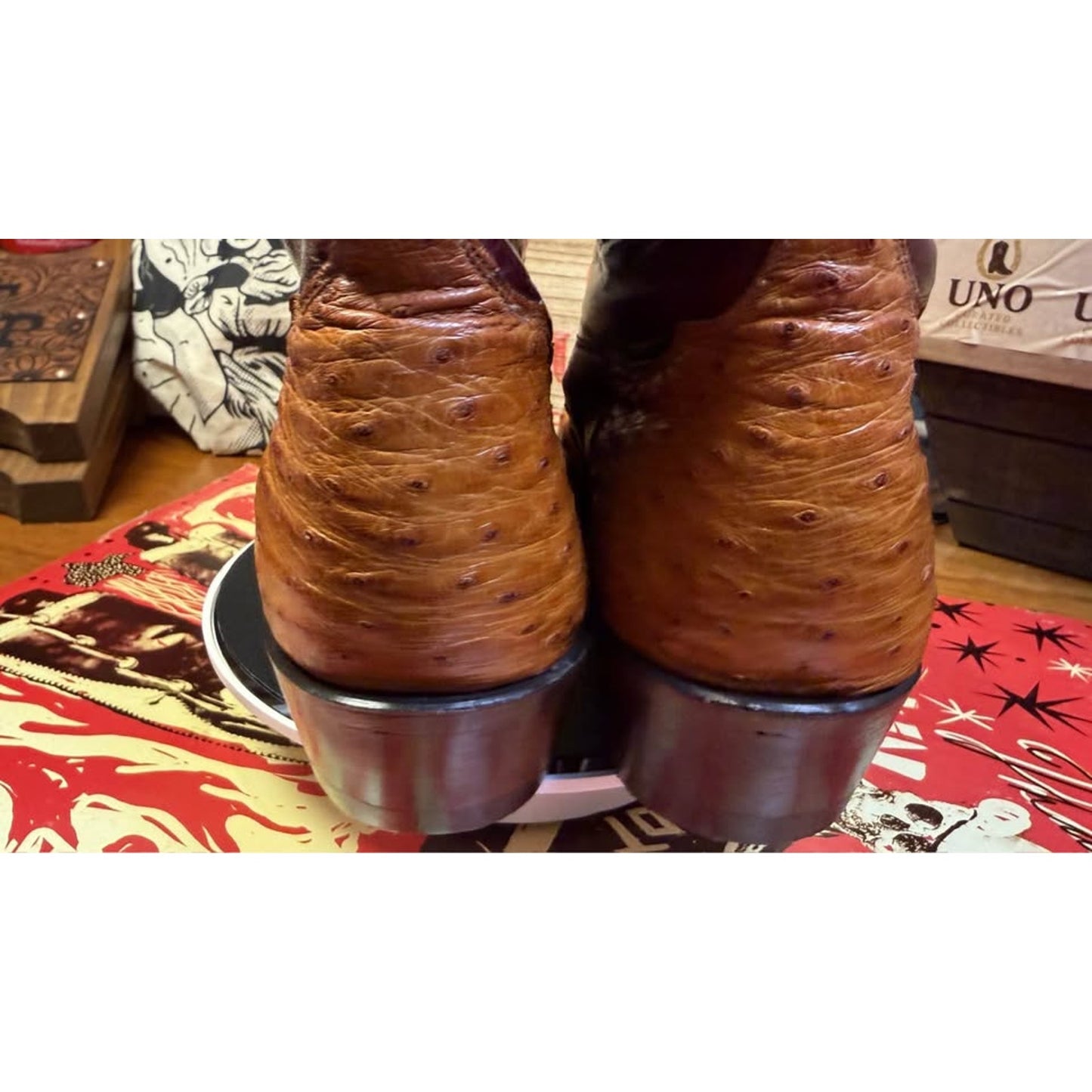 🐧VINTAGE TONY LAMA “EL REY” FULL QUILL OSTRICH BOOTS — COGNAC & OXBLOOD | SIZE 12½ B -FITS 10–10.5