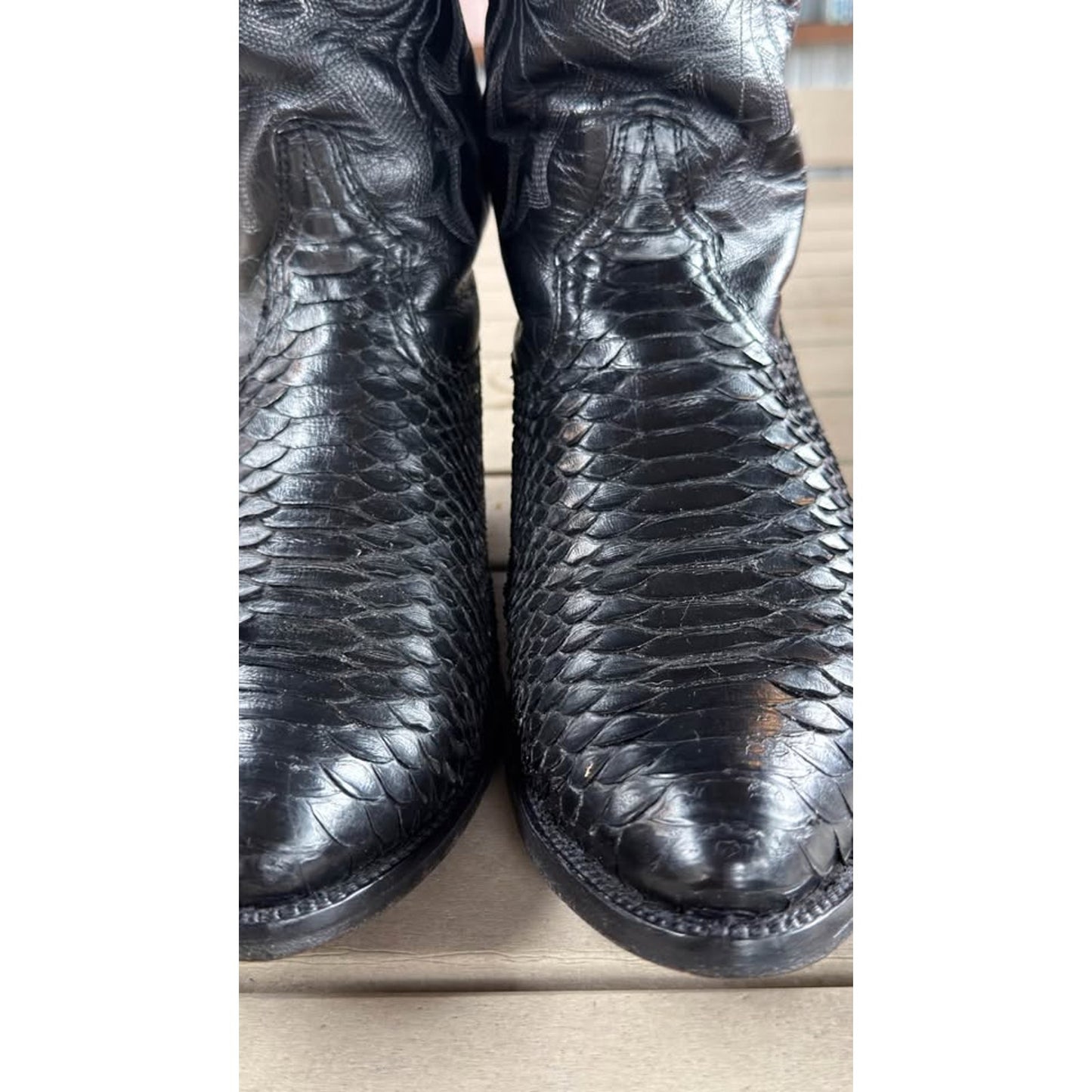 🐍VINTAGE CUADRA GENUINE PYTHON BOOTS — BLACK | SIZE 10.5 USA