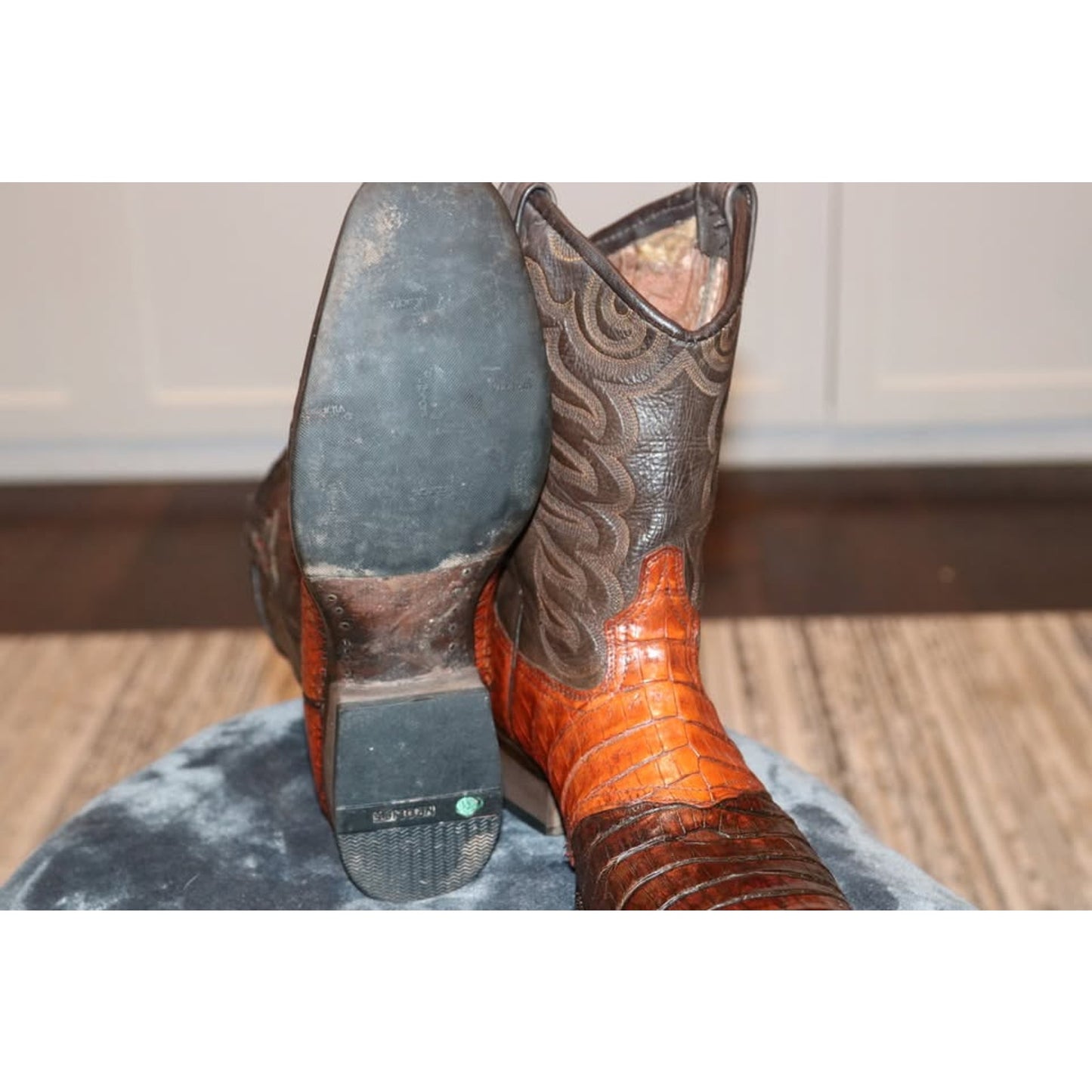 Caiman Croc Boots - two tone color - 11D