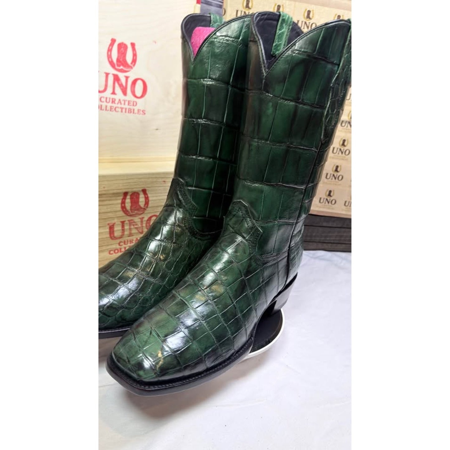 Handmade Full Crocodile Boot Set – Size 11.5D